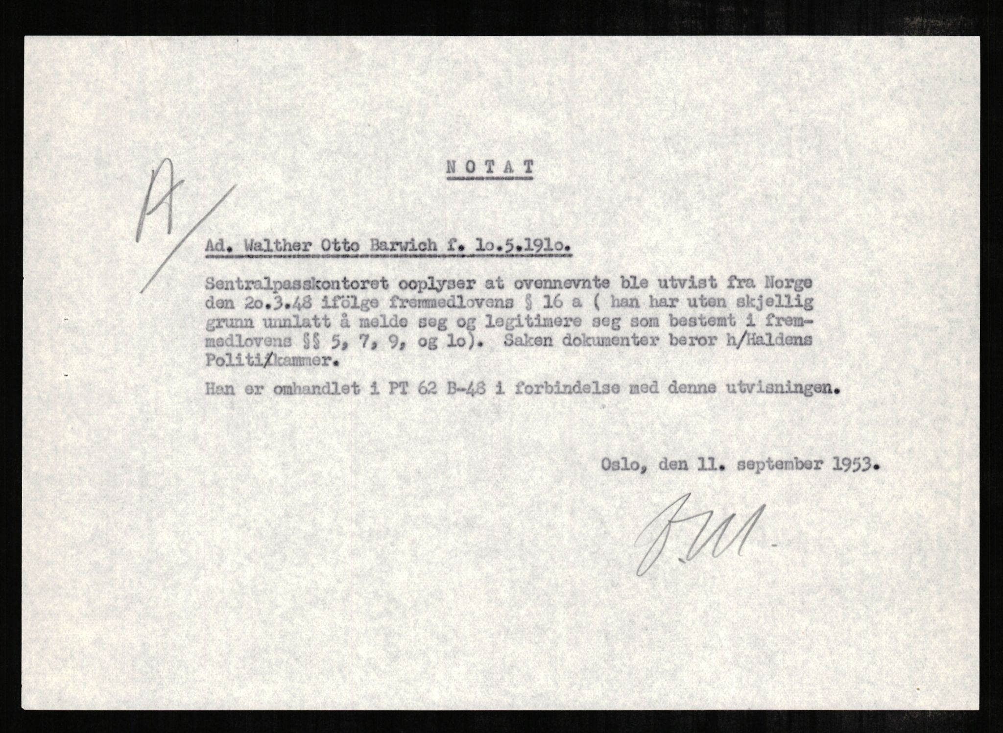 Forsvaret, Forsvarets overkommando II, RA/RAFA-3915/D/Db/L0002: CI Questionaires. Tyske okkupasjonsstyrker i Norge. Tyskere., 1945-1946, p. 193