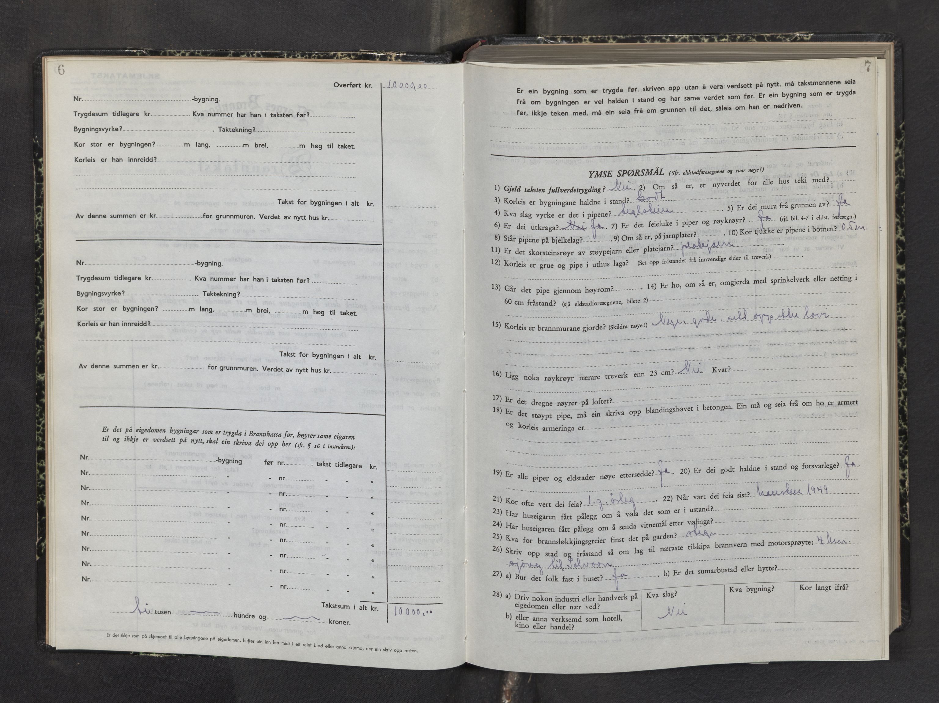 Lensmannen i Hafslo, AV/SAB-A-28001/0012/L0011: Branntakstprotokoll, skjematakst, 1950-1955, p. 6-7