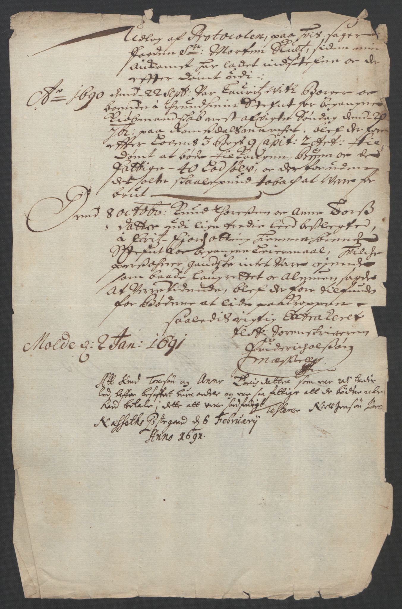 Rentekammeret inntil 1814, Reviderte regnskaper, Fogderegnskap, AV/RA-EA-4092/R55/L3649: Fogderegnskap Romsdal, 1690-1691, p. 158