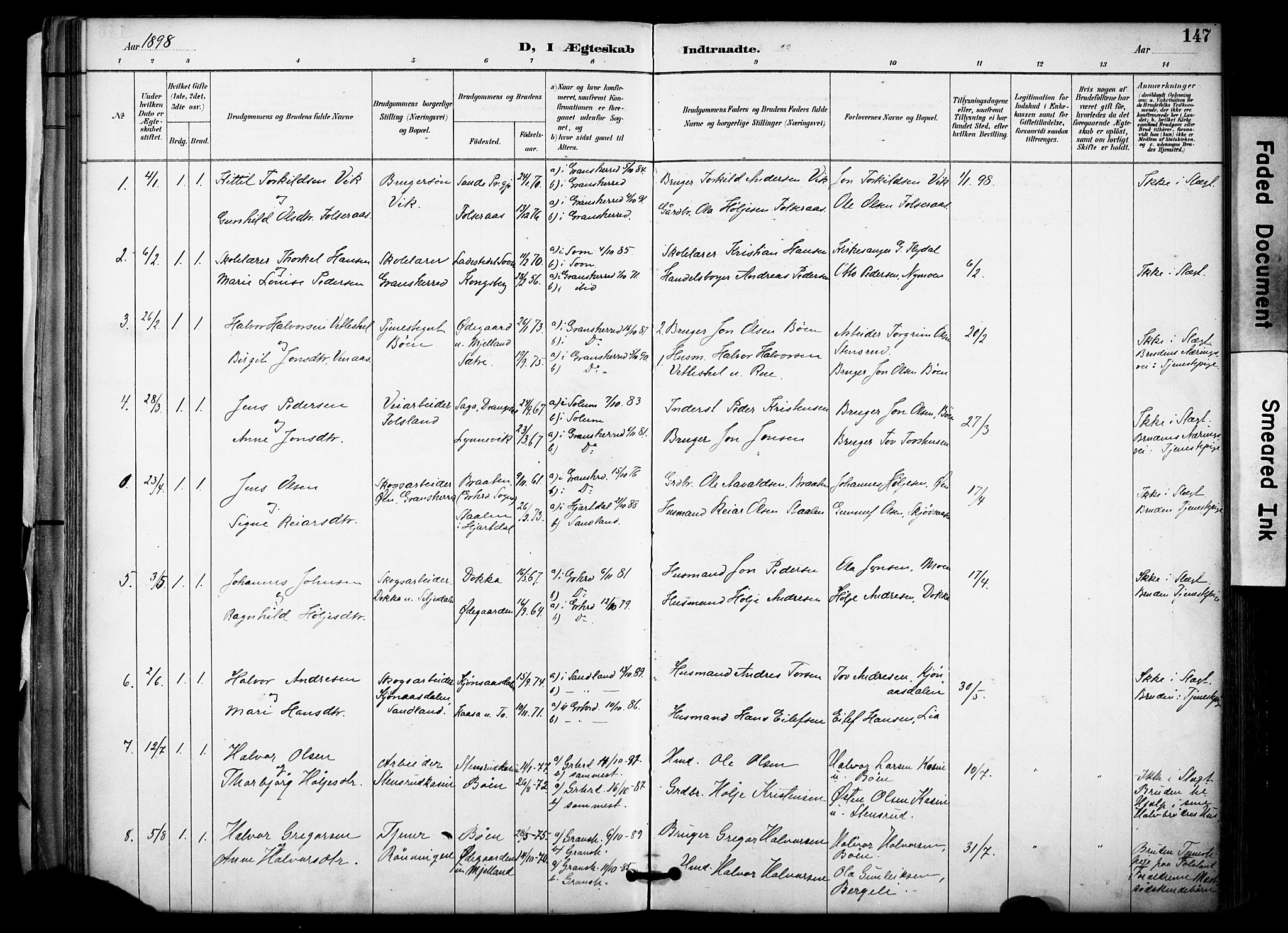 Gransherad kirkebøker, SAKO/A-267/F/Fa/L0005: Parish register (official) no. I 5, 1887-1916, p. 147