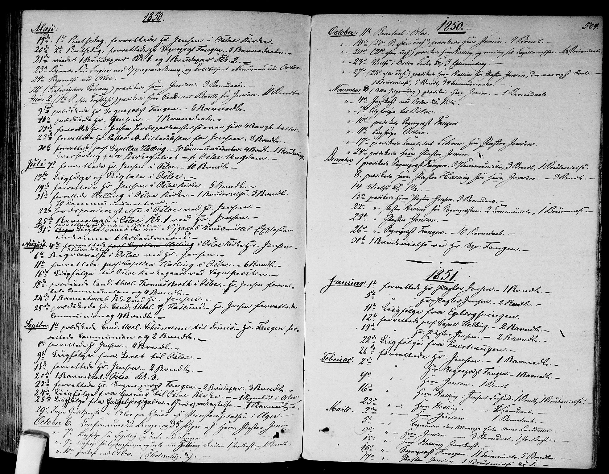 Gamlebyen prestekontor Kirkebøker, SAO/A-10884/F/Fa/L0004: Parish register (official) no. 4, 1850-1857, p. 504