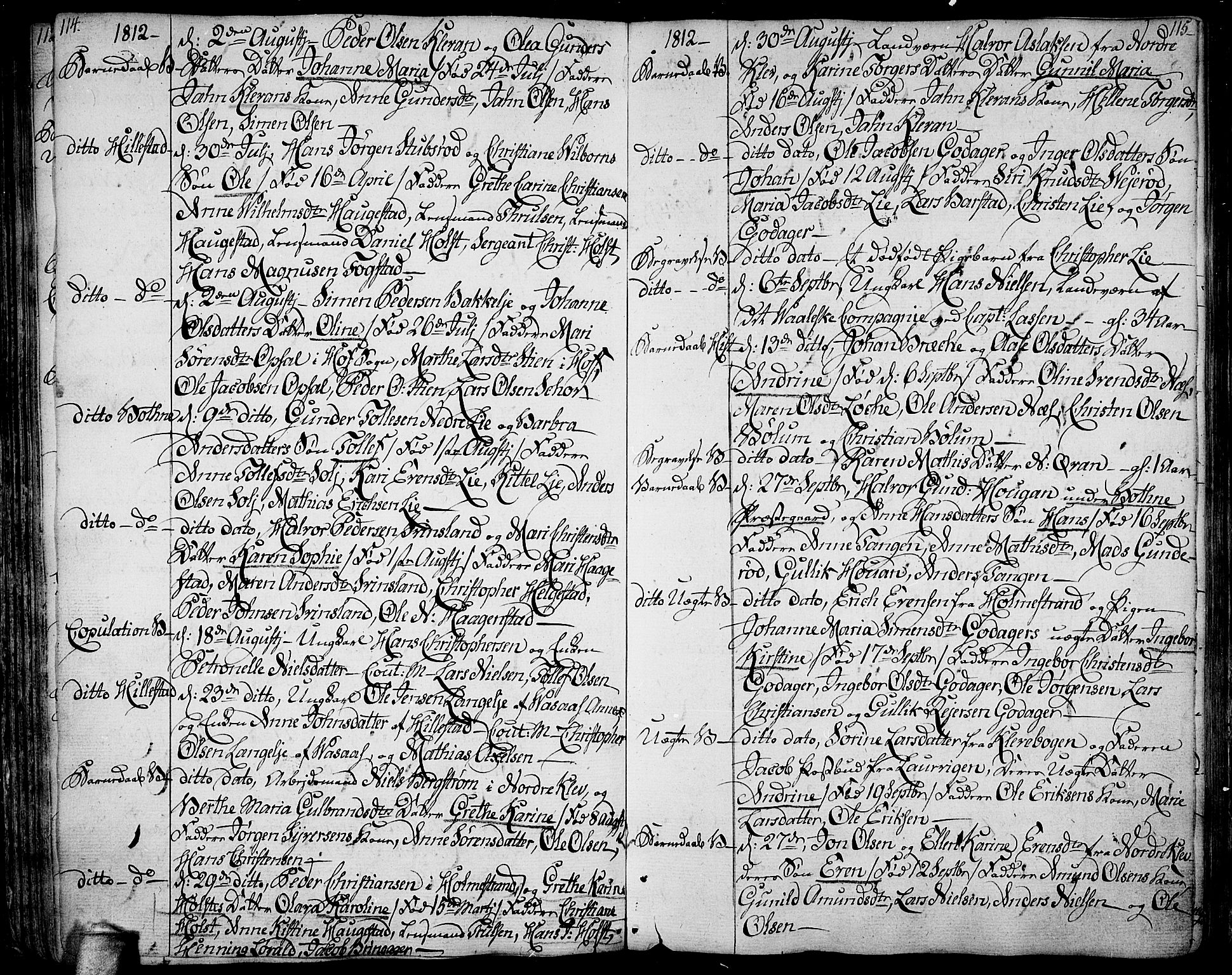 Botne kirkebøker, AV/SAKO-A-340/F/Fa/L0003: Parish register (official) no. I 3 /1, 1792-1844, p. 114-115