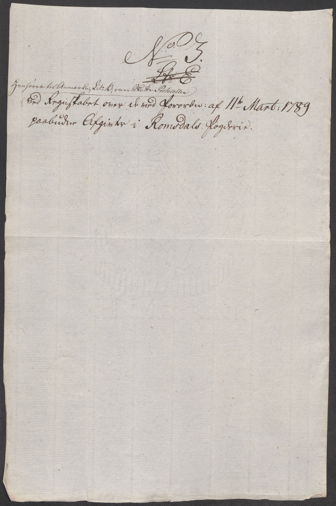 Rentekammeret inntil 1814, Reviderte regnskaper, Mindre regnskaper, RA/EA-4068/Rf/Rfe/L0038: (Øster) Risør, Romsdal fogderi, 1789, p. 175