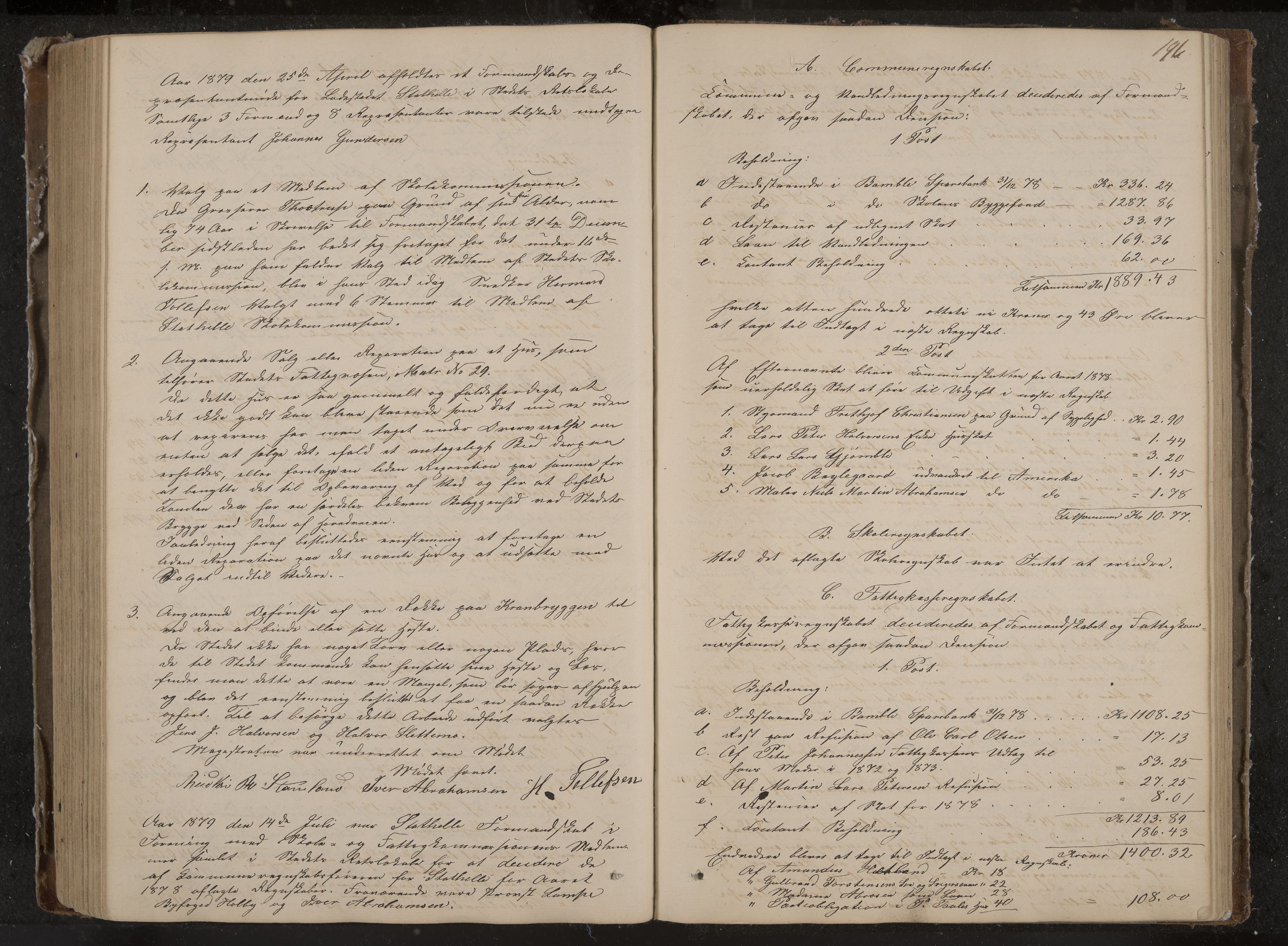 Stathelle formannskap og sentraladministrasjon, IKAK/0803021/A/L0001: Møtebok, 1852-1891, p. 196