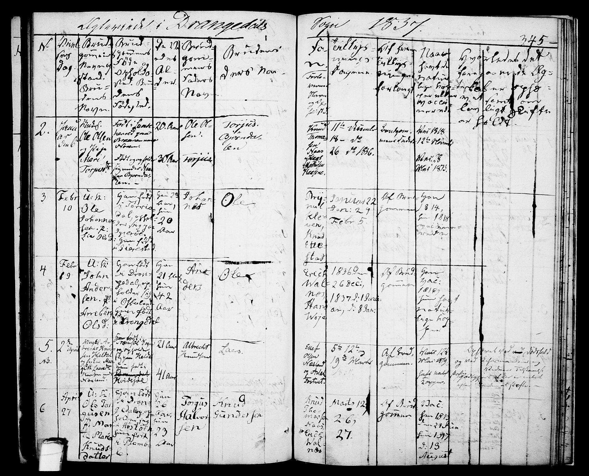 Drangedal kirkebøker, AV/SAKO-A-258/F/Fa/L0006: Parish register (official) no. 6, 1831-1837, p. 345