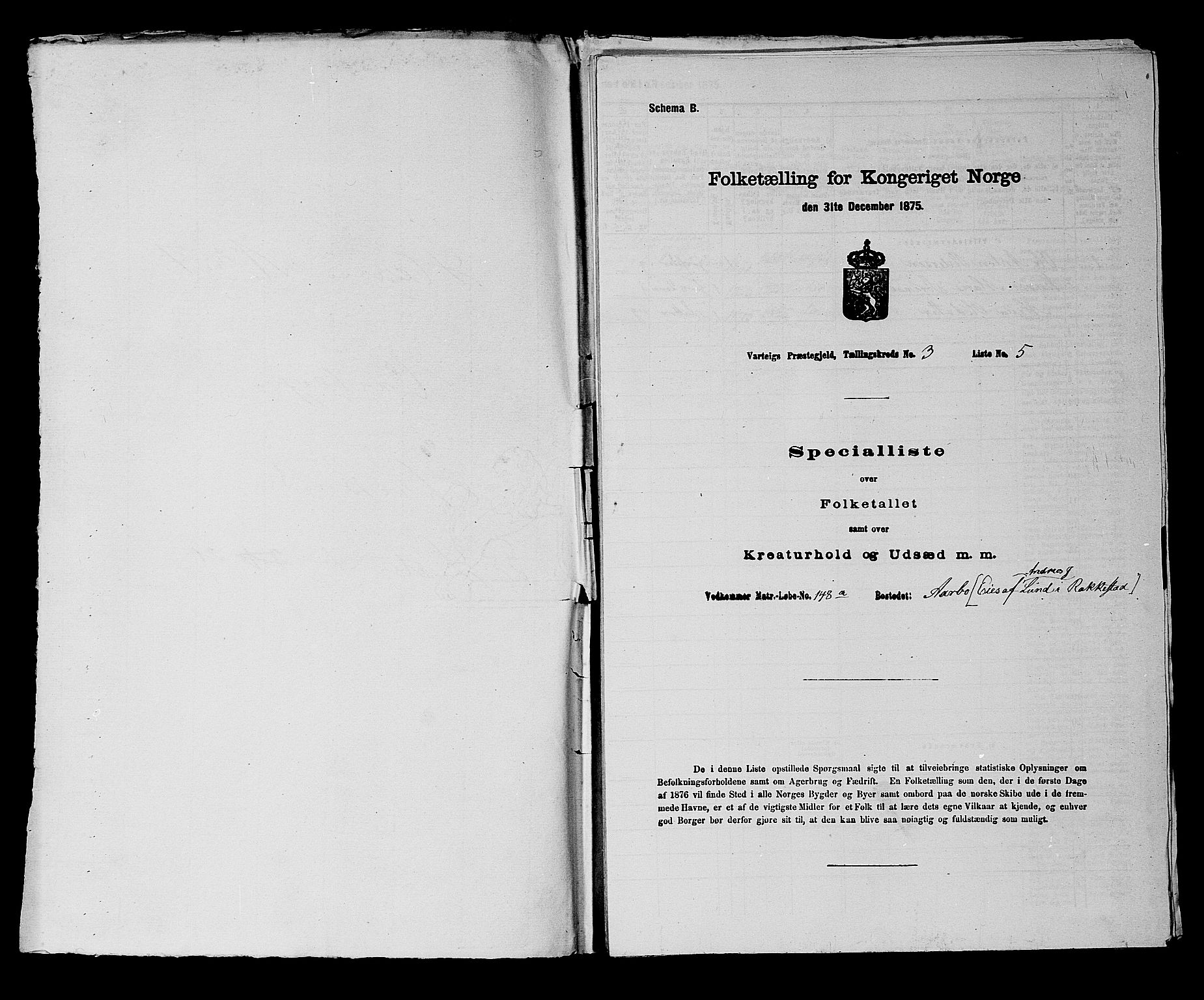 RA, 1875 census for 0114P Varteig, 1875, p. 278