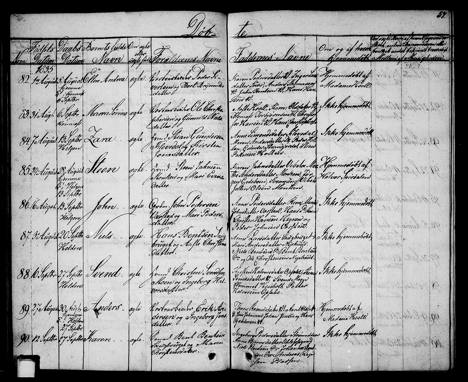 Holla kirkebøker, AV/SAKO-A-272/G/Ga/L0002: Parish register (copy) no. I 2, 1830-1848, p. 57