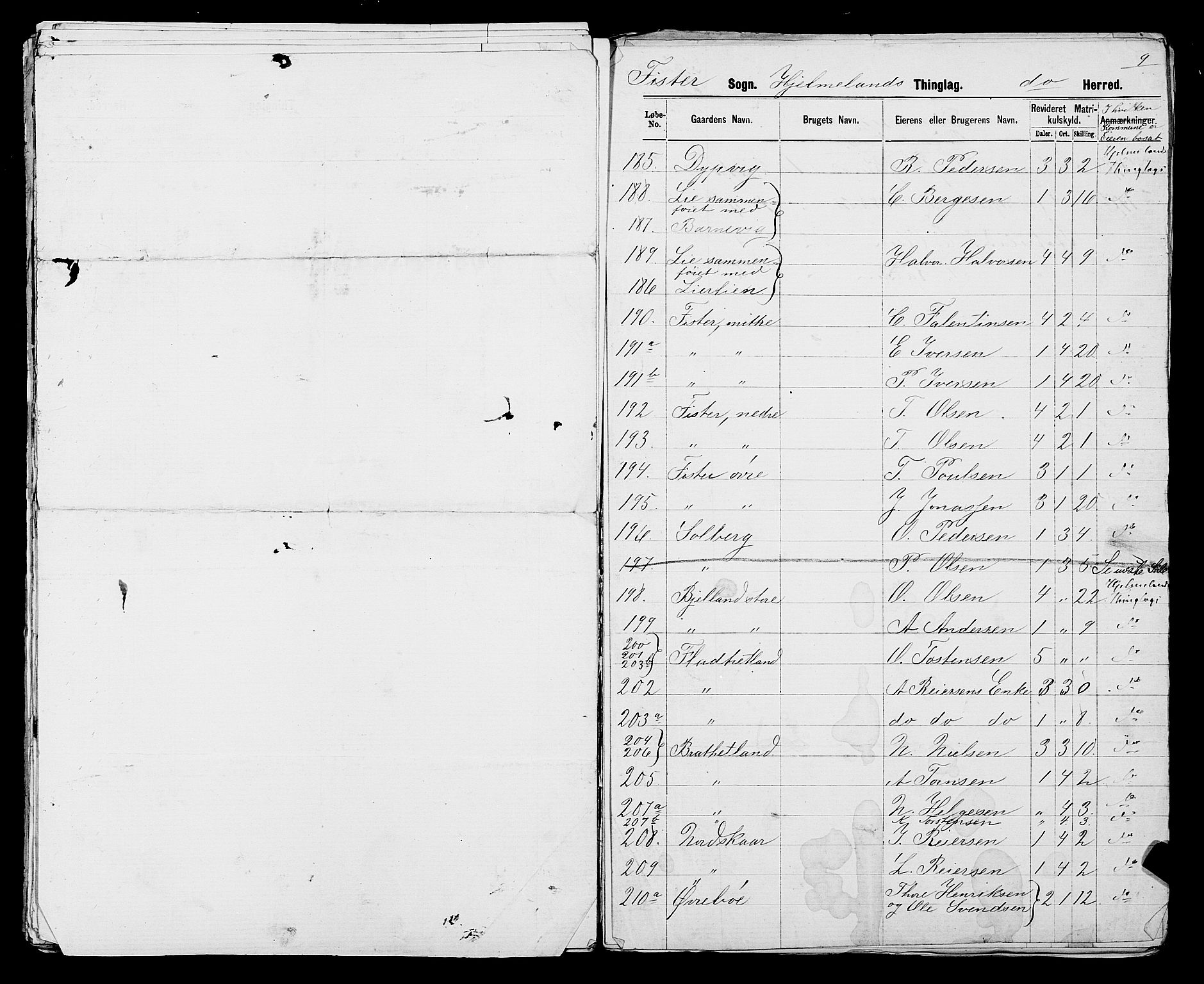 SAST, 1875 census for 1133P Hjelmeland, 1875, p. 40