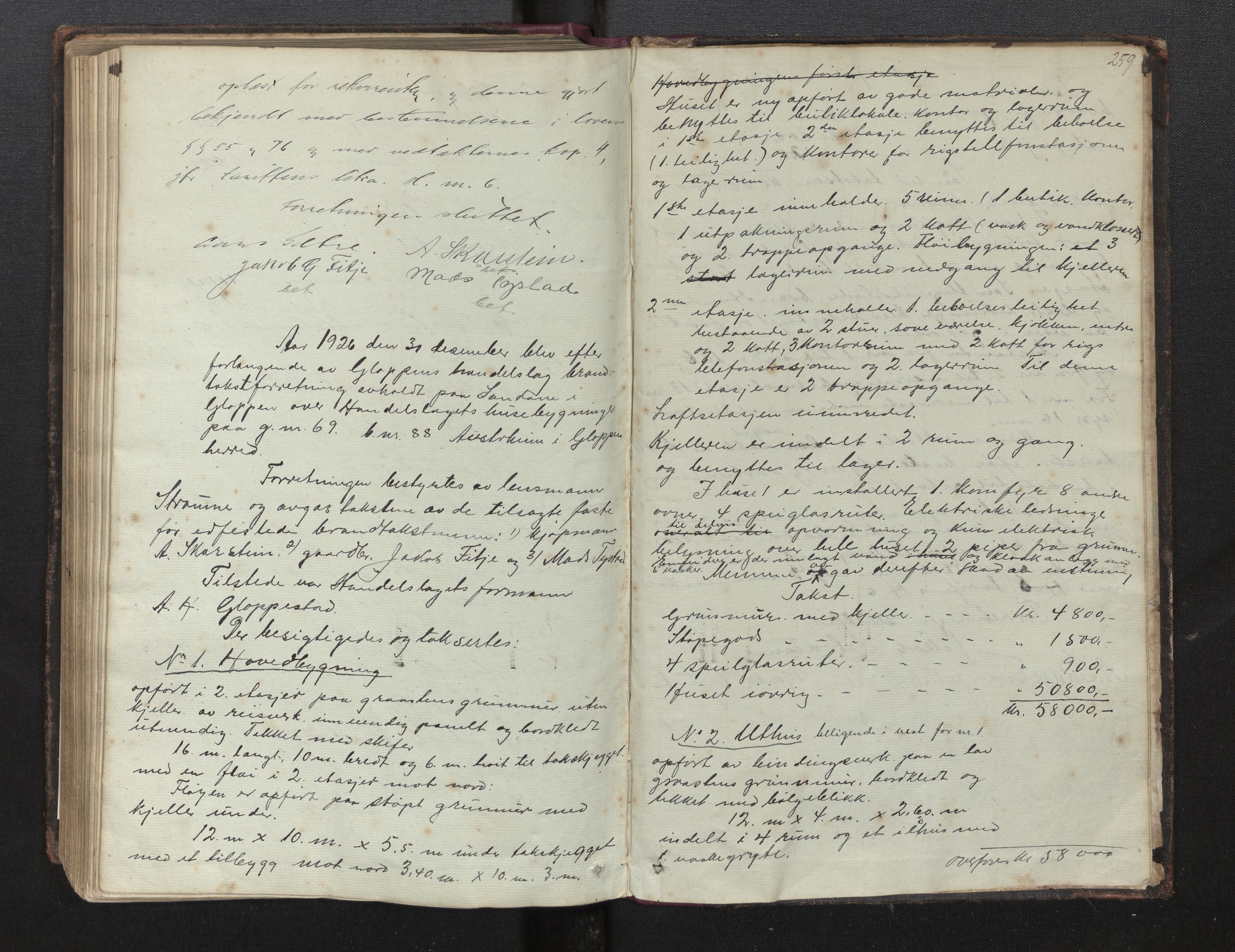 Lensmannen i Gloppen og Breim, AV/SAB-A-27801/0012/L0001: Branntakstprotokoll, 1846-1926, p. 258b-259a