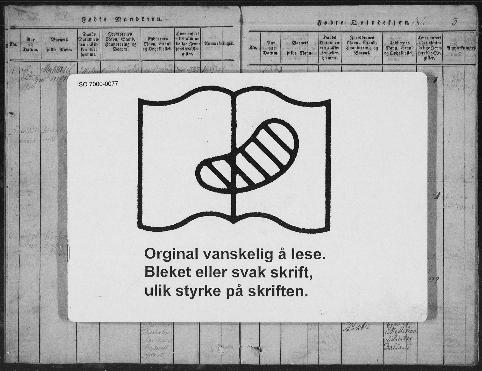 Sør-Audnedal sokneprestkontor, SAK/1111-0039/F/Fb/Fba/L0001: Parish register (copy) no. B 1, 1815-1850, p. 3