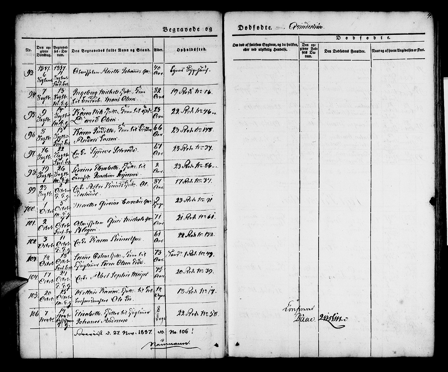 Korskirken sokneprestembete, AV/SAB-A-76101/H/Hab: Parish register (copy) no. E 1, 1837-1851, p. 4