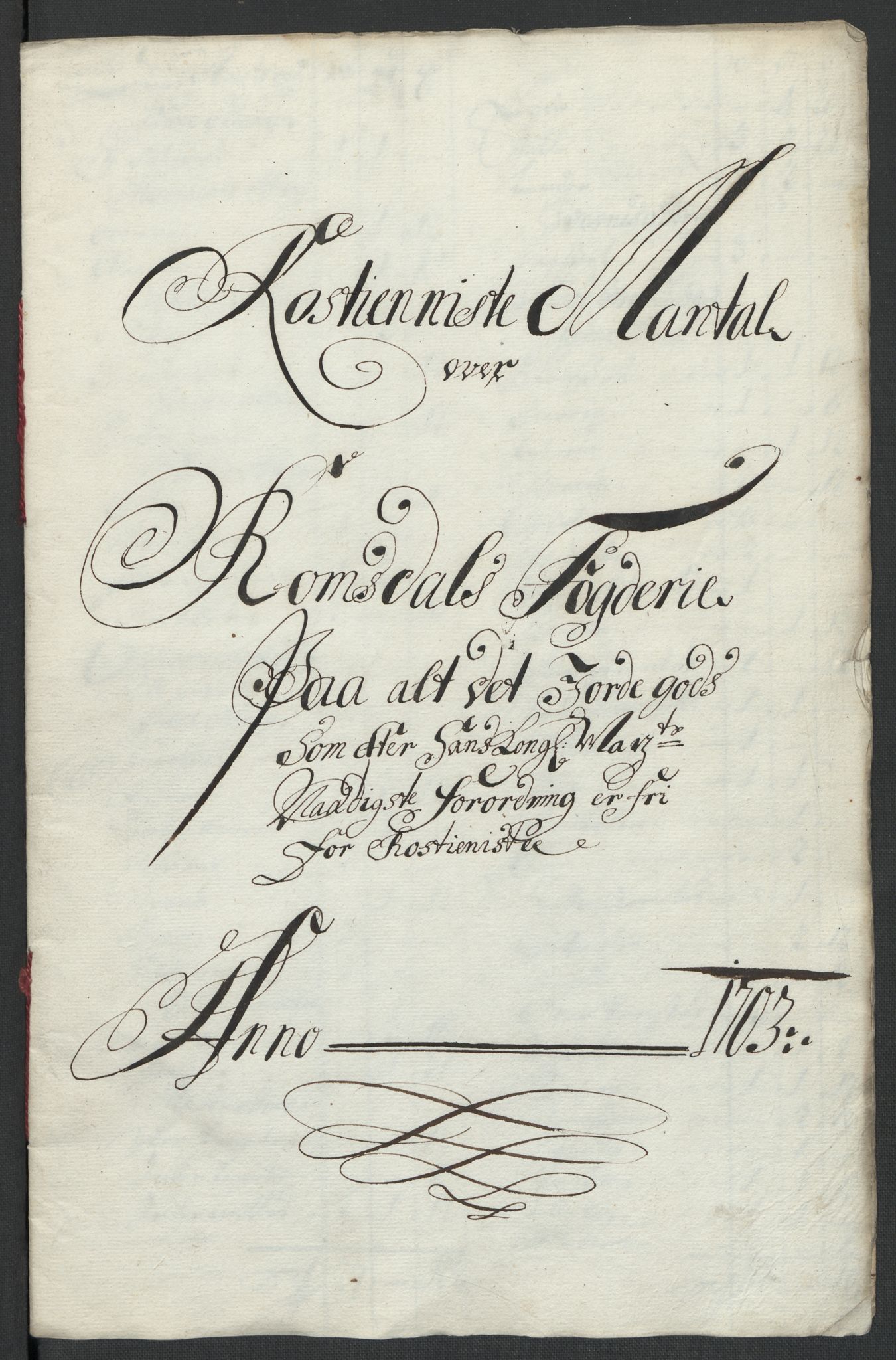 Rentekammeret inntil 1814, Reviderte regnskaper, Fogderegnskap, AV/RA-EA-4092/R55/L3656: Fogderegnskap Romsdal, 1703-1705, p. 142