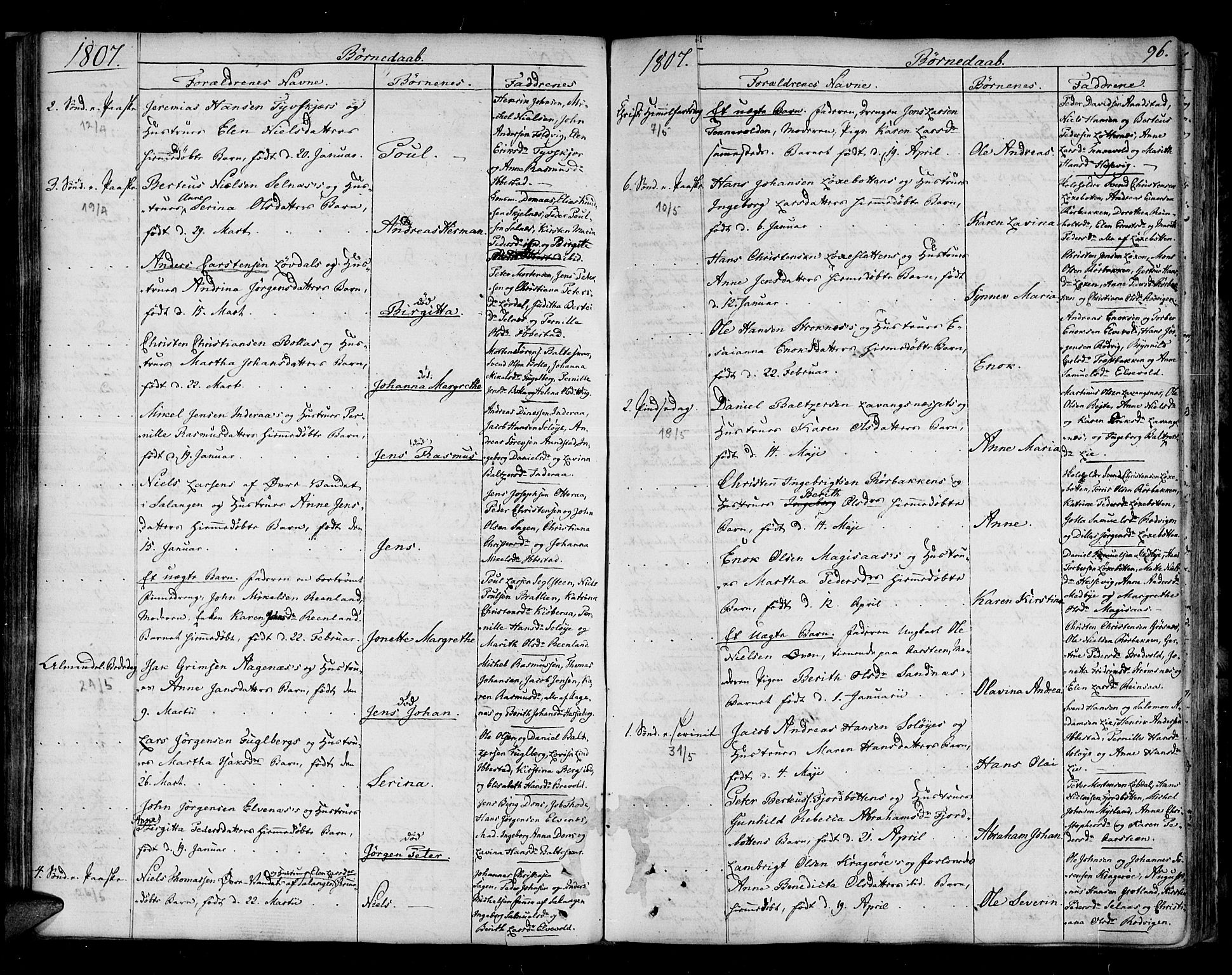 Ibestad sokneprestembete, AV/SATØ-S-0077/H/Ha/Haa/L0004kirke: Parish register (official) no. 4, 1801-1824, p. 96