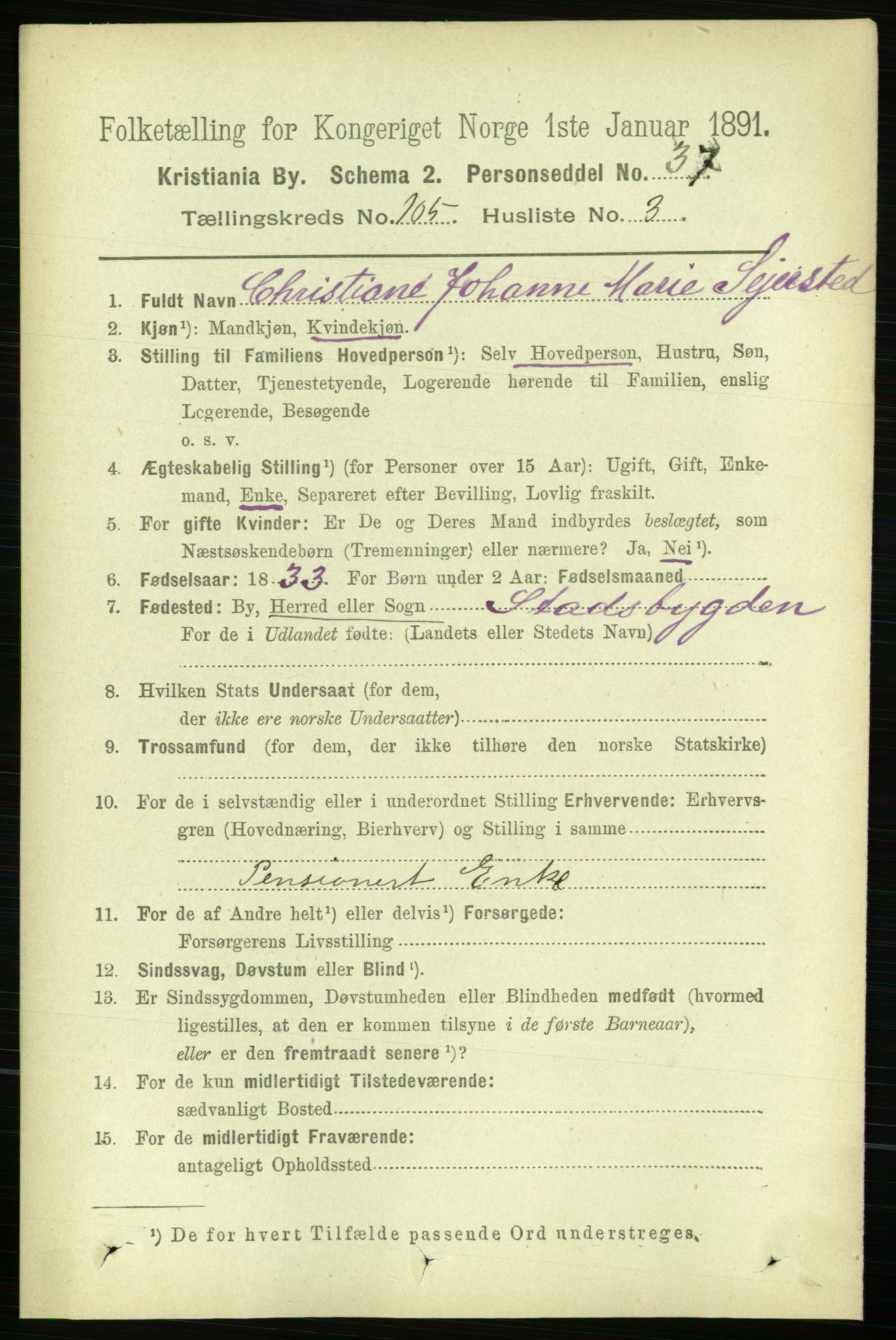 RA, 1891 census for 0301 Kristiania, 1891, p. 53049