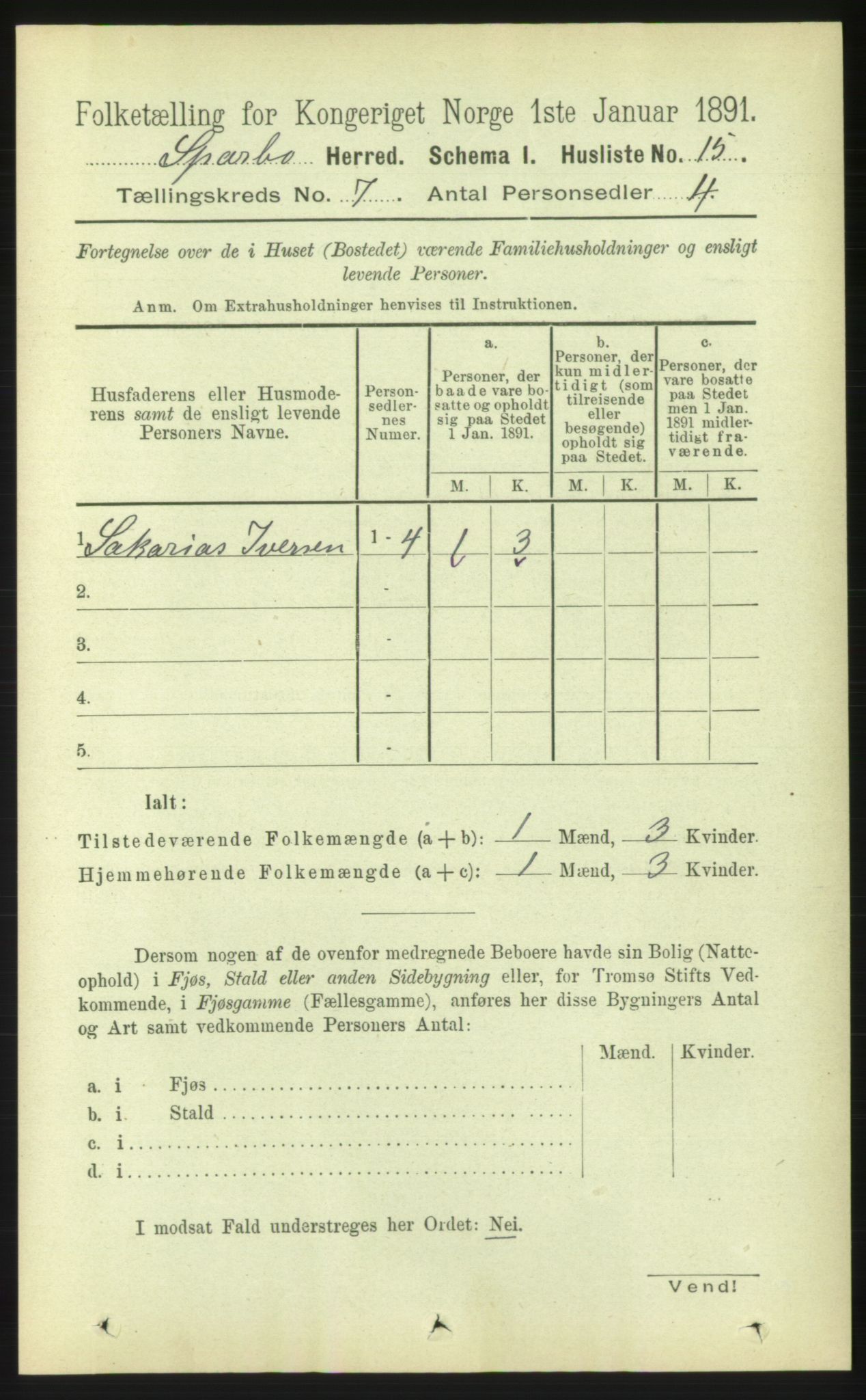 RA, 1891 census for 1731 Sparbu, 1891, p. 2350