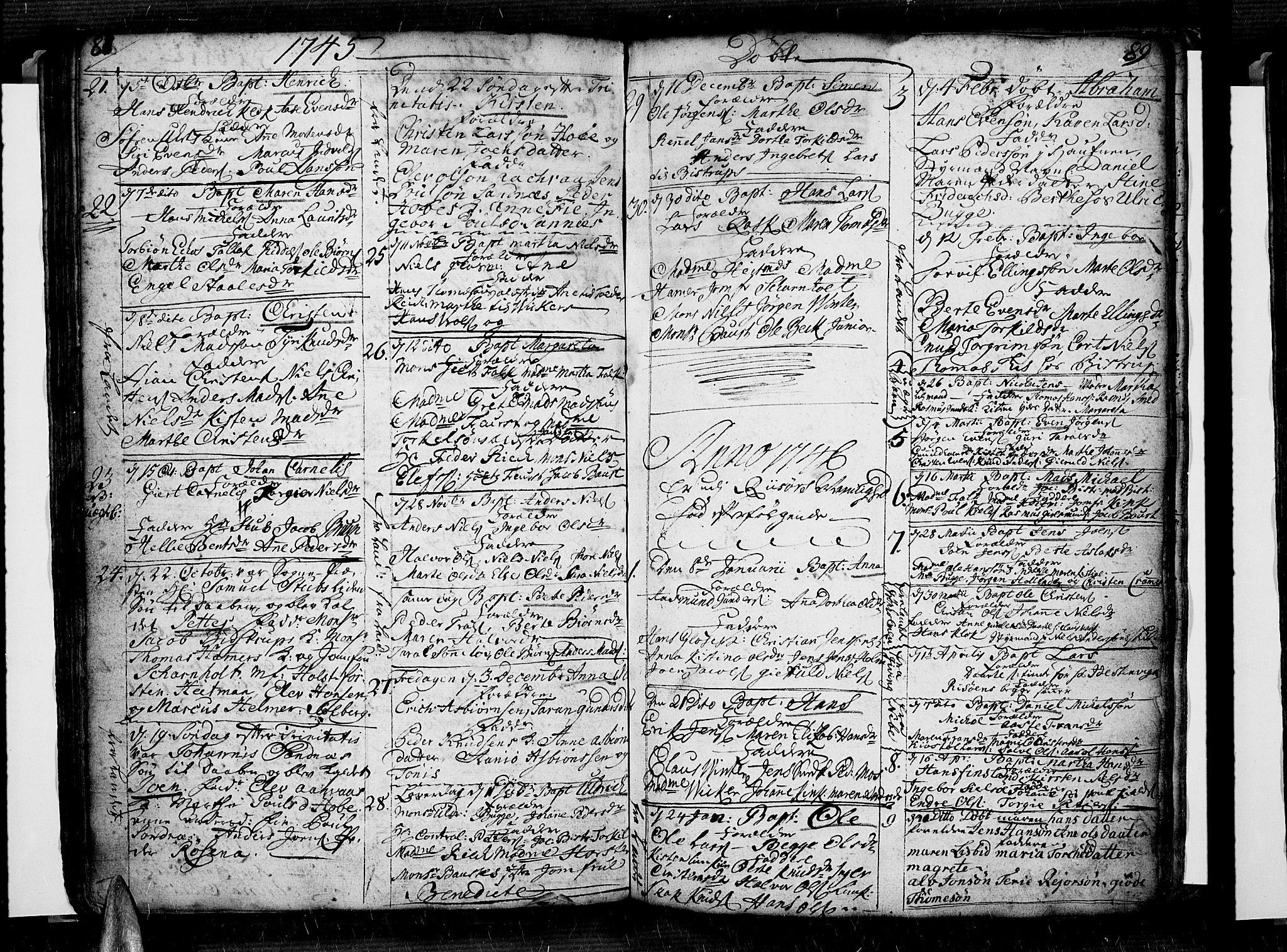 Risør sokneprestkontor, SAK/1111-0035/F/Fb/L0001: Parish register (copy) no. B 1, 1716-1747, p. 88-89