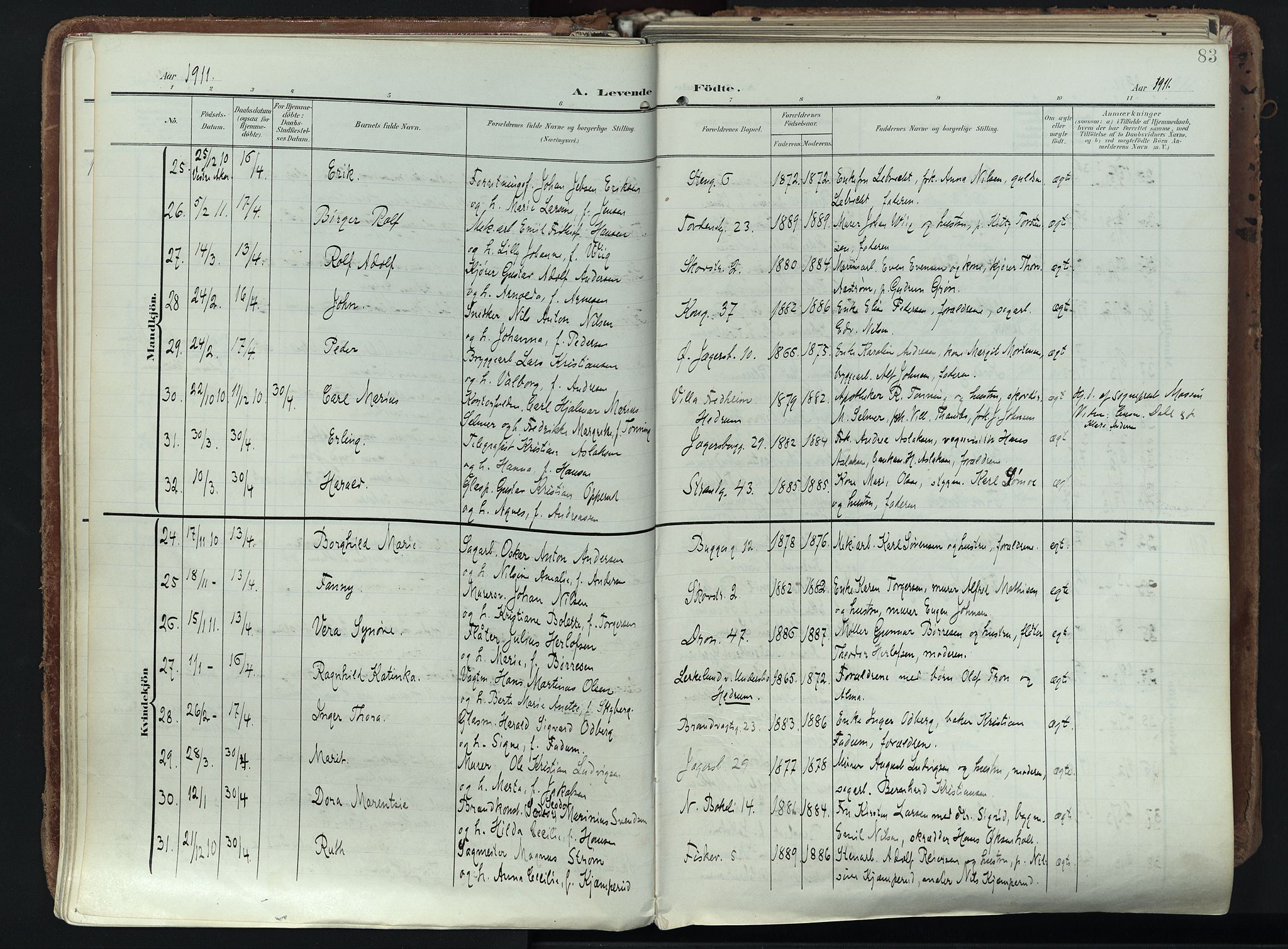 Larvik kirkebøker, AV/SAKO-A-352/F/Fa/L0012: Parish register (official) no. I 12, 1905-1933, p. 83