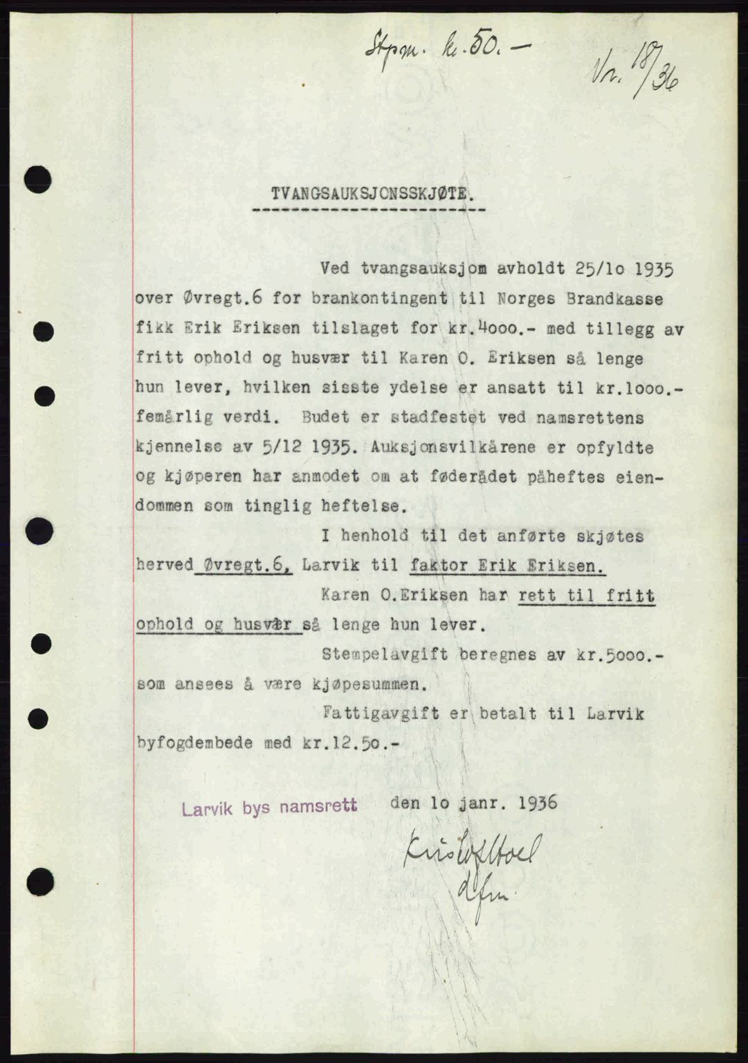 Larvik sorenskriveri, SAKO/A-83/G/Ga/Gab/L0067: Mortgage book no. A-1, 1936-1937, Diary no: : 18/1936