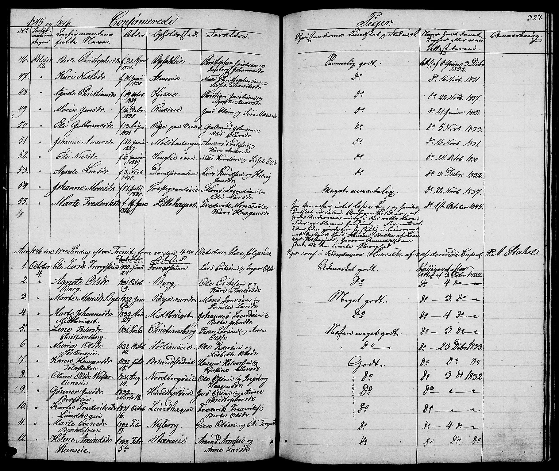 Ringsaker prestekontor, AV/SAH-PREST-014/L/La/L0005: Parish register (copy) no. 5, 1839-1850, p. 327