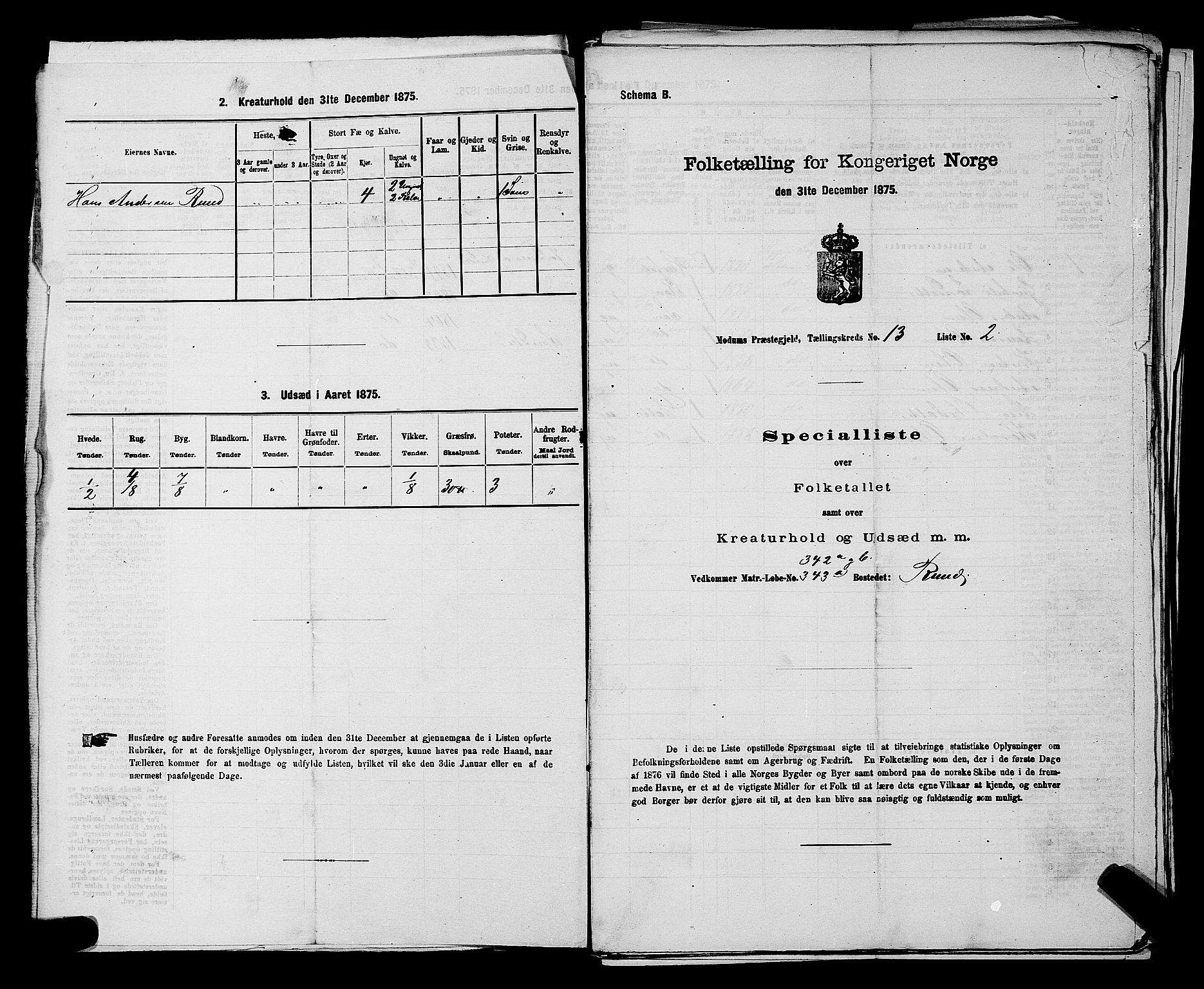 SAKO, 1875 census for 0623P Modum, 1875, p. 1630