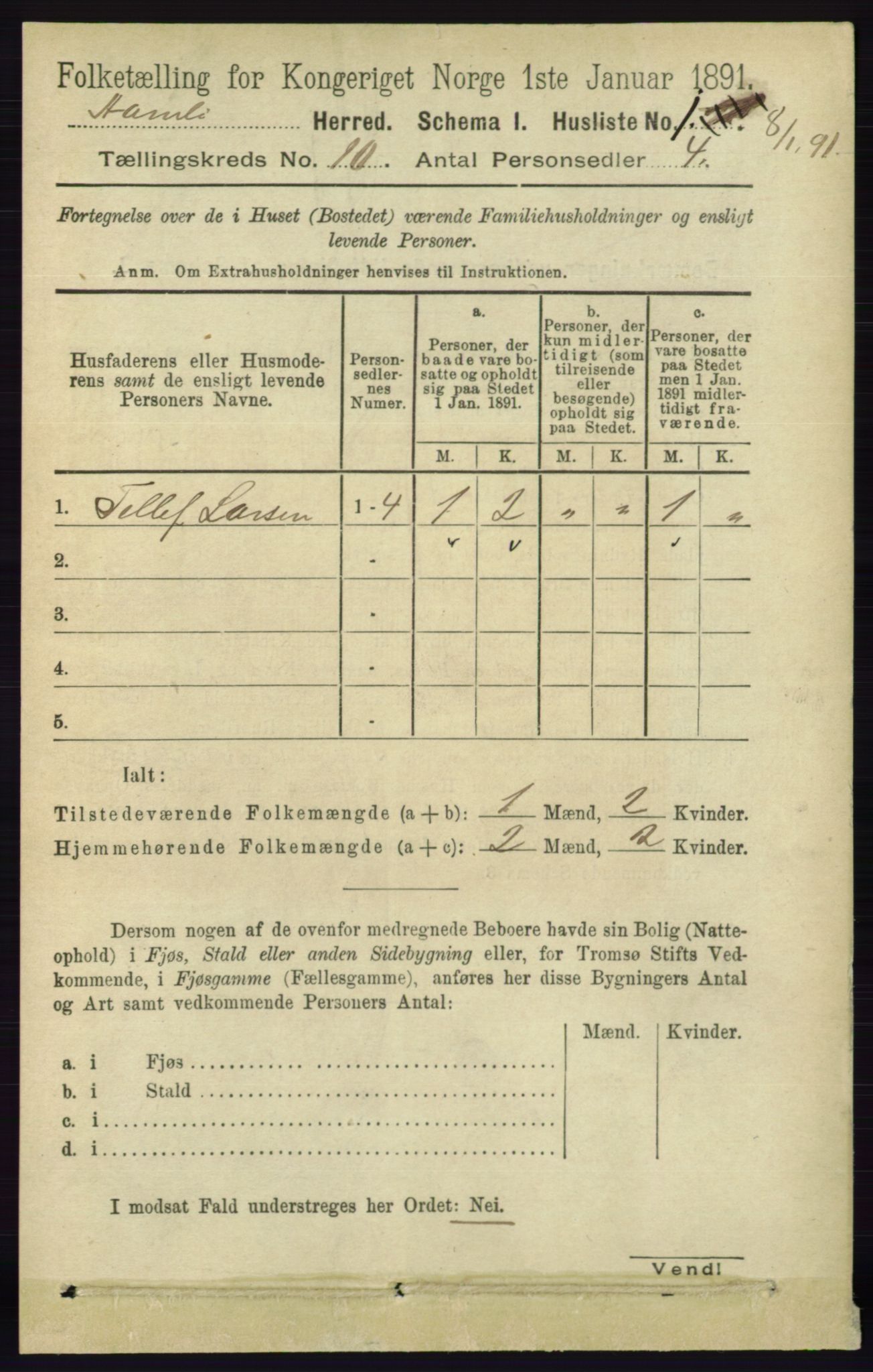 RA, 1891 census for 0929 Åmli, 1891, p. 1645