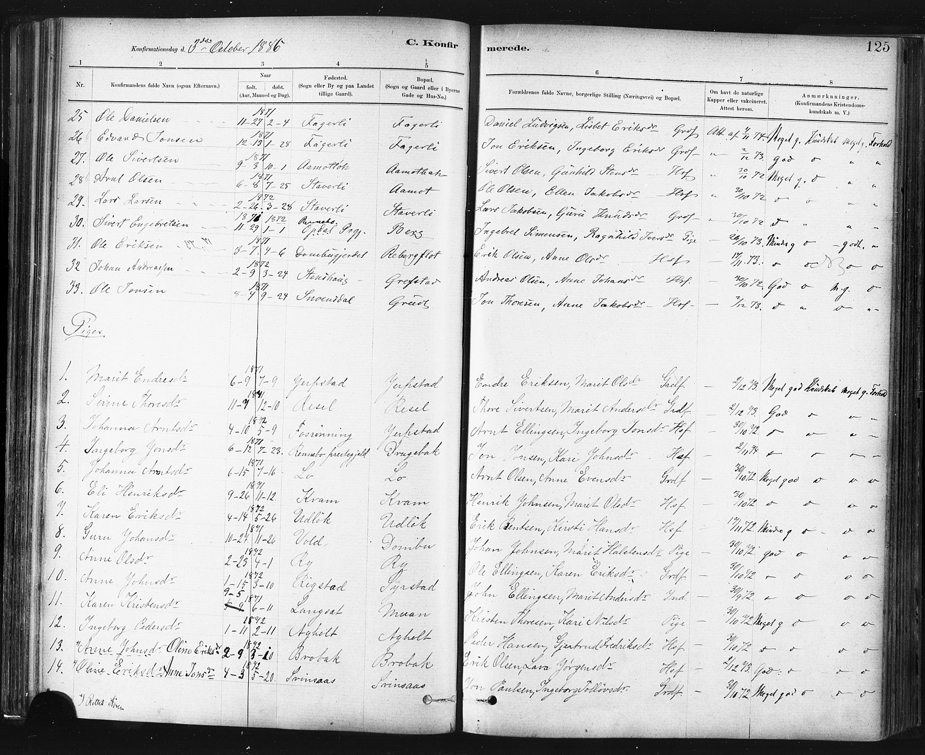 Ministerialprotokoller, klokkerbøker og fødselsregistre - Sør-Trøndelag, SAT/A-1456/672/L0857: Parish register (official) no. 672A09, 1882-1893, p. 125