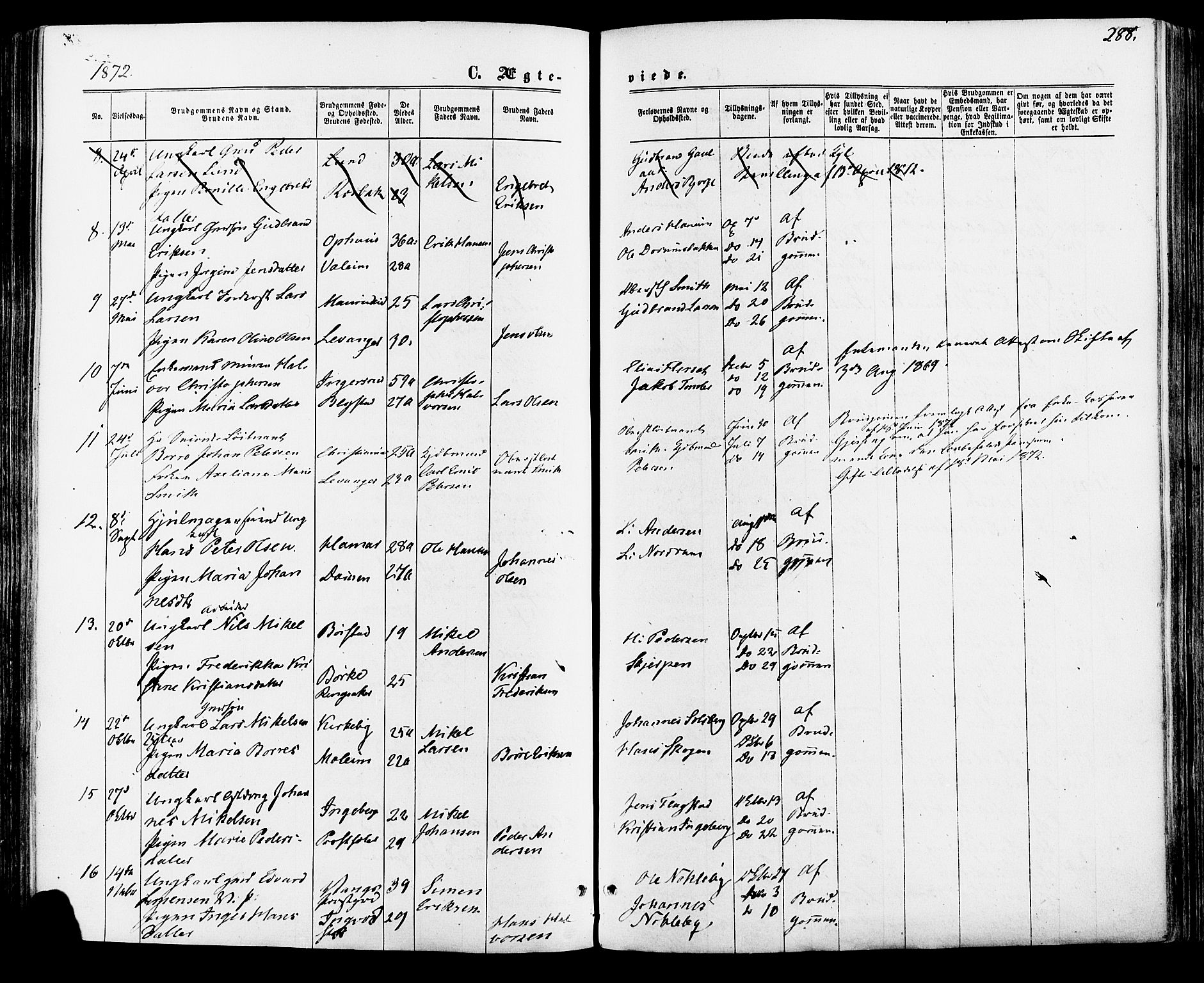 Vang prestekontor, Hedmark, AV/SAH-PREST-008/H/Ha/Haa/L0015: Parish register (official) no. 15, 1871-1885, p. 288