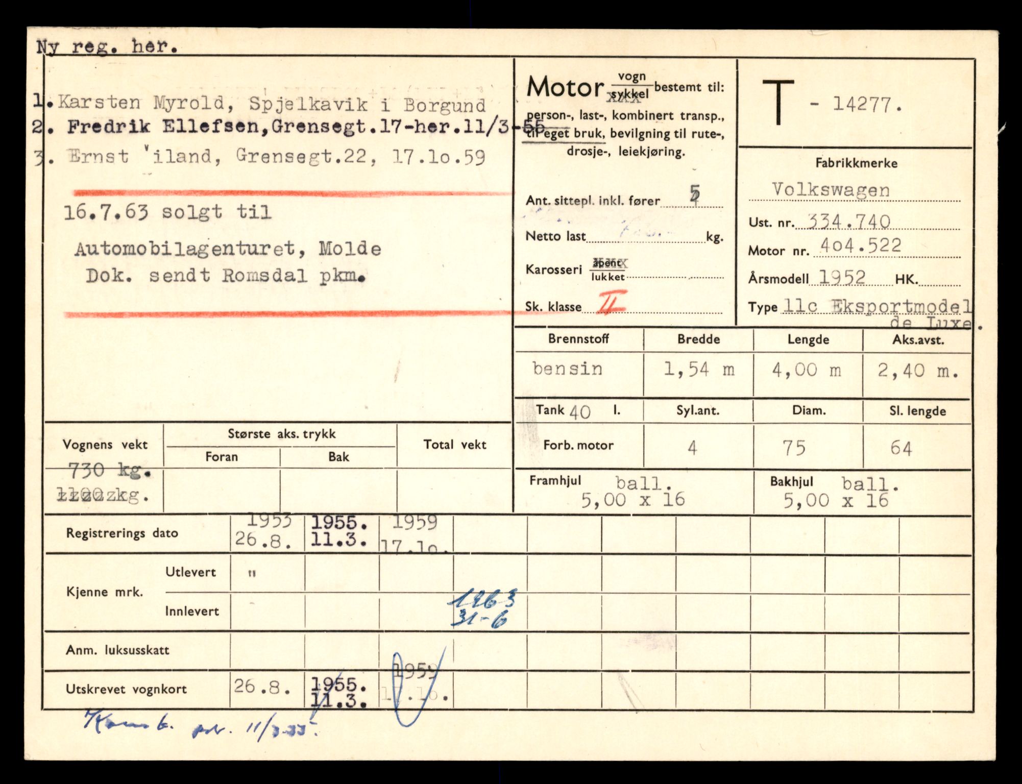 Møre og Romsdal vegkontor - Ålesund trafikkstasjon, AV/SAT-A-4099/F/Fe/L0044: Registreringskort for kjøretøy T 14205 - T 14319, 1927-1998, p. 2121