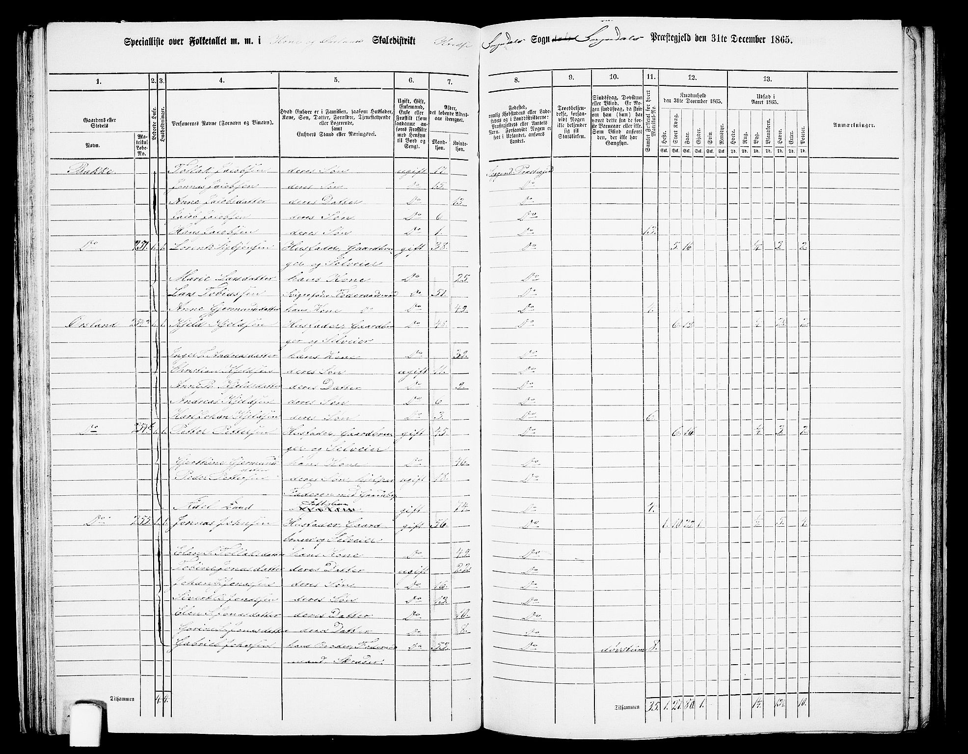 RA, 1865 census for Sokndal, 1865, p. 52