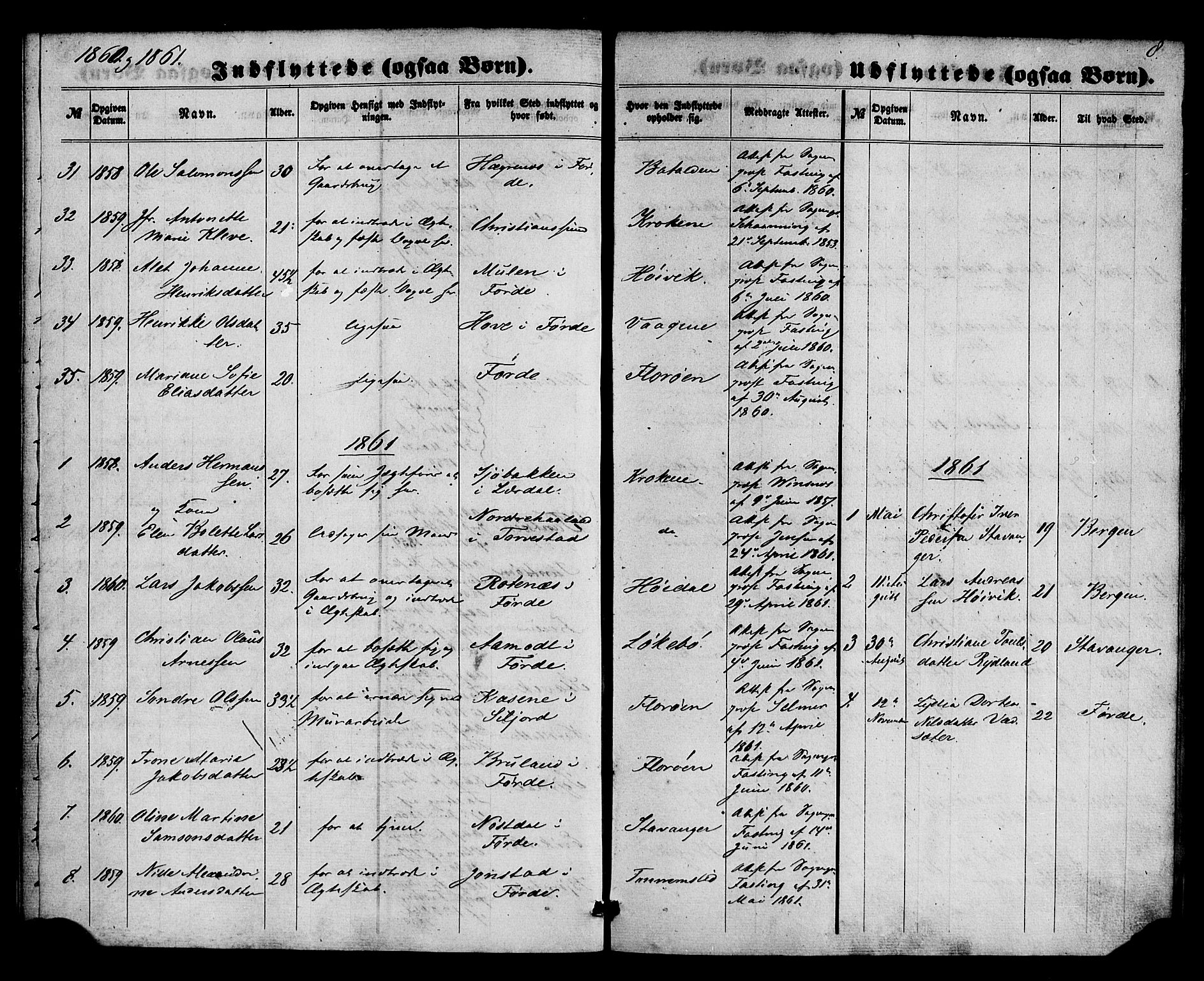 Kinn sokneprestembete, AV/SAB-A-80801/H/Haa/Haaa/L0015: Parish register (official) no. A 15, 1860-1883, p. 8