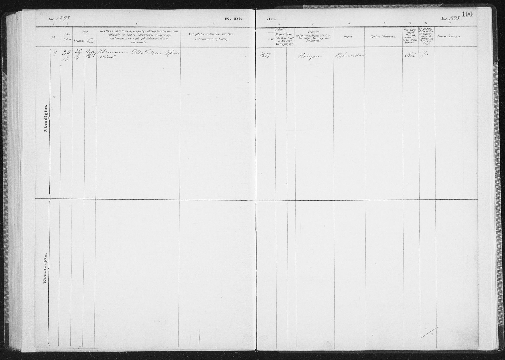 Ministerialprotokoller, klokkerbøker og fødselsregistre - Nordland, AV/SAT-A-1459/898/L1422: Parish register (official) no. 898A02, 1887-1908, p. 190