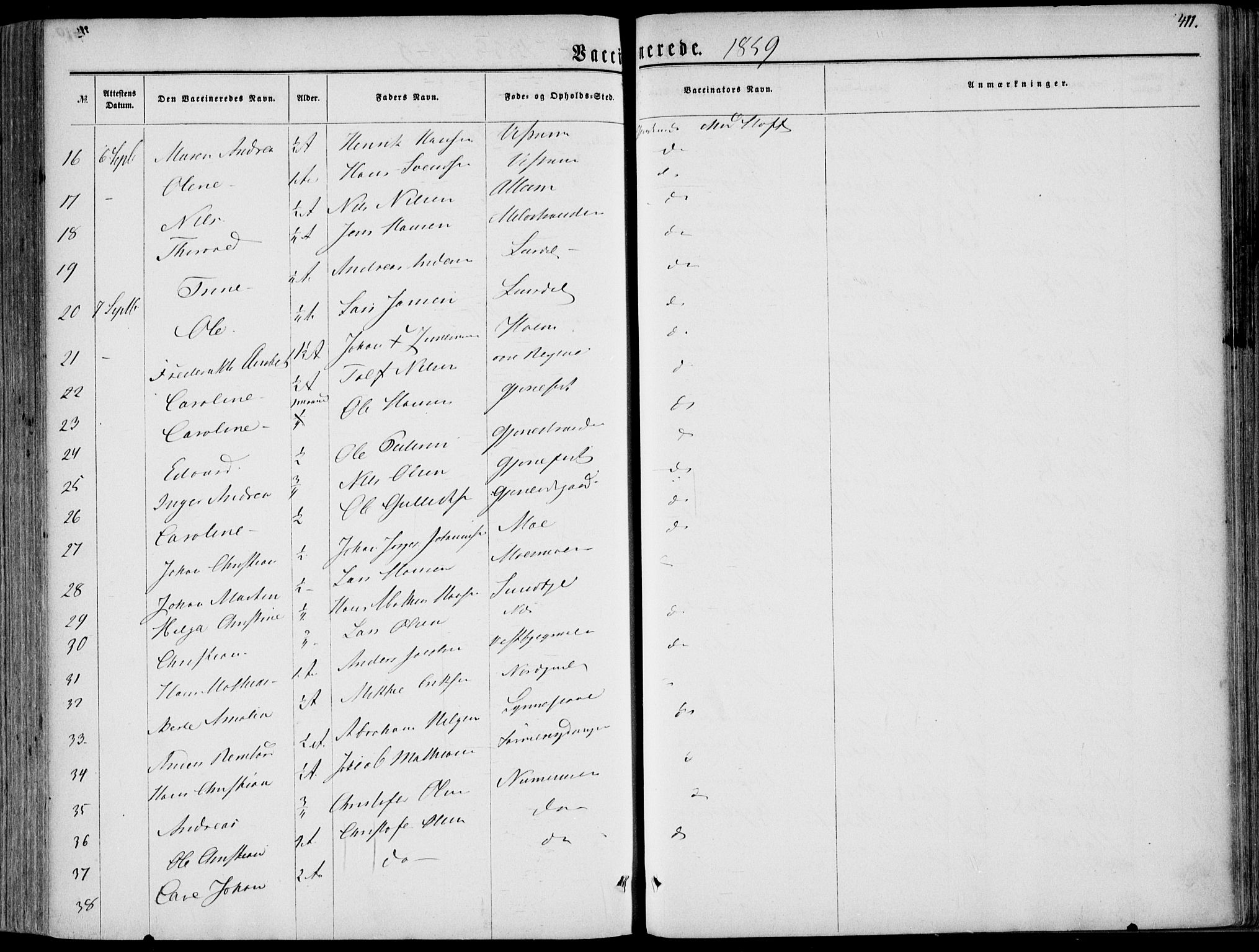 Hedrum kirkebøker, SAKO/A-344/F/Fa/L0007: Parish register (official) no. I 7, 1857-1868, p. 411