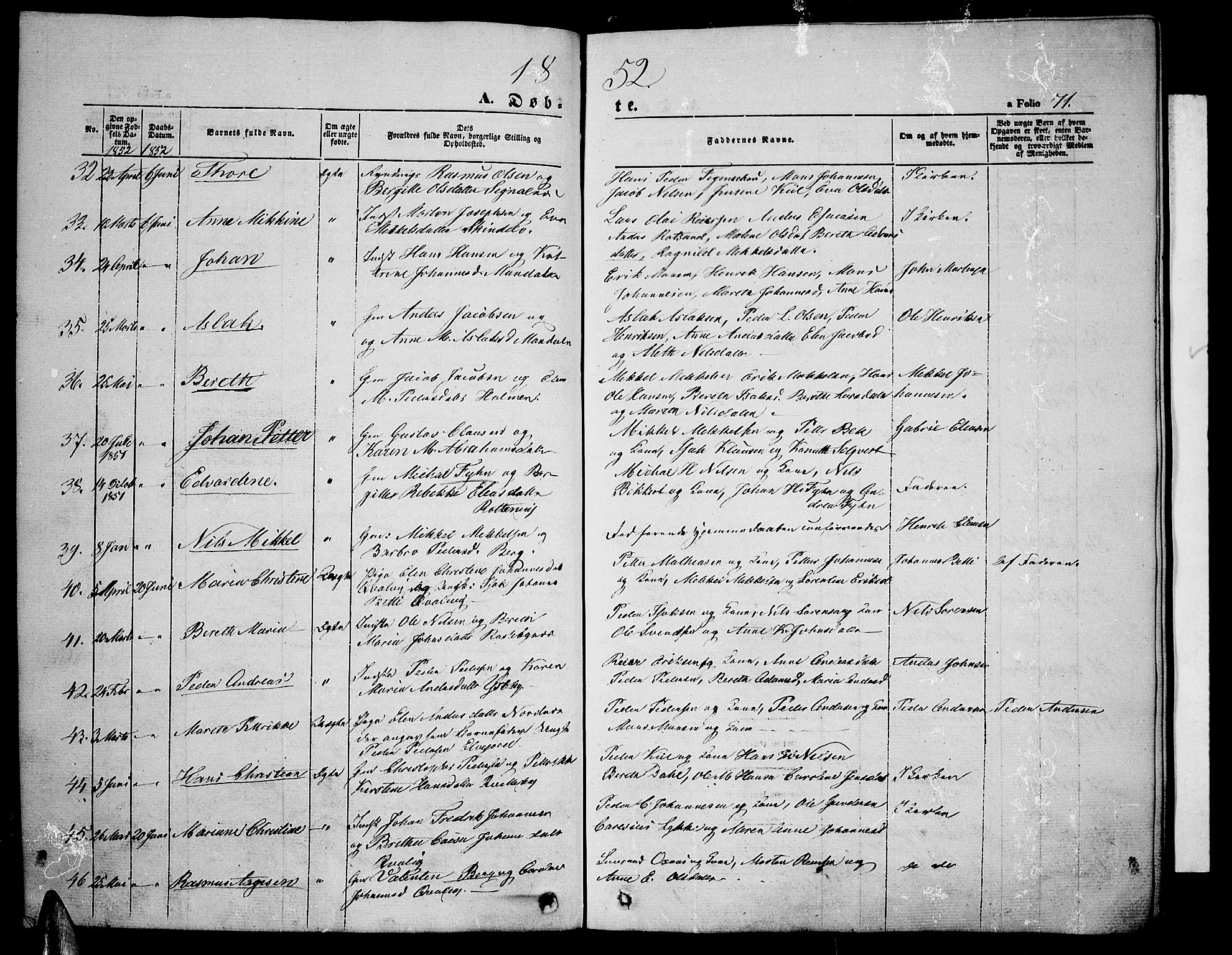 Lyngen sokneprestembete, SATØ/S-1289/H/He/Heb/L0002klokker: Parish register (copy) no. 2, 1839-1860, p. 71