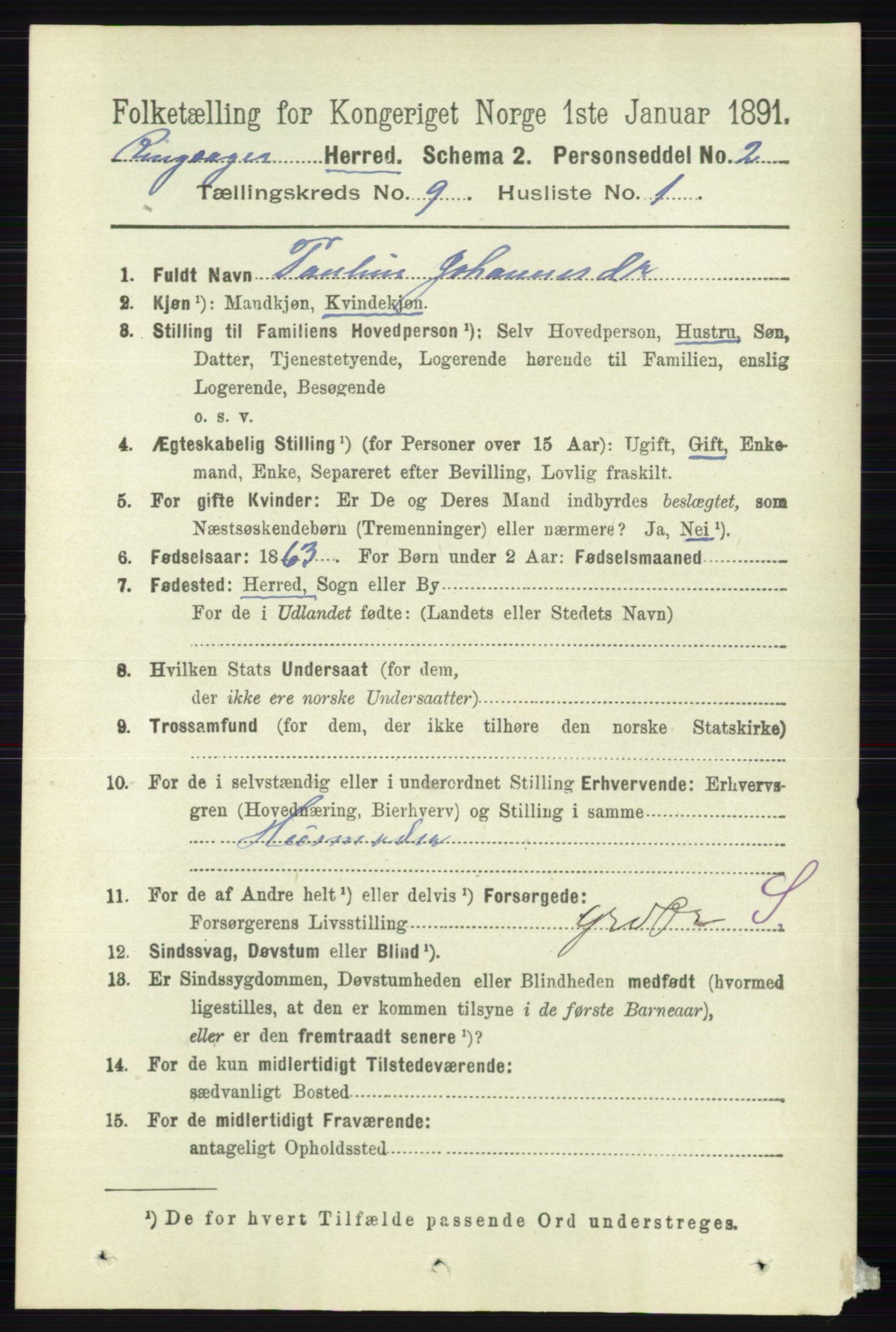 RA, 1891 census for 0412 Ringsaker, 1891, p. 5049