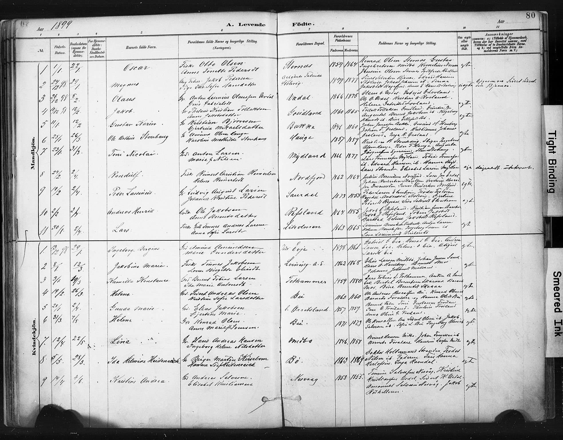 Sokndal sokneprestkontor, SAST/A-101808: Parish register (official) no. A 11.1, 1887-1905, p. 80