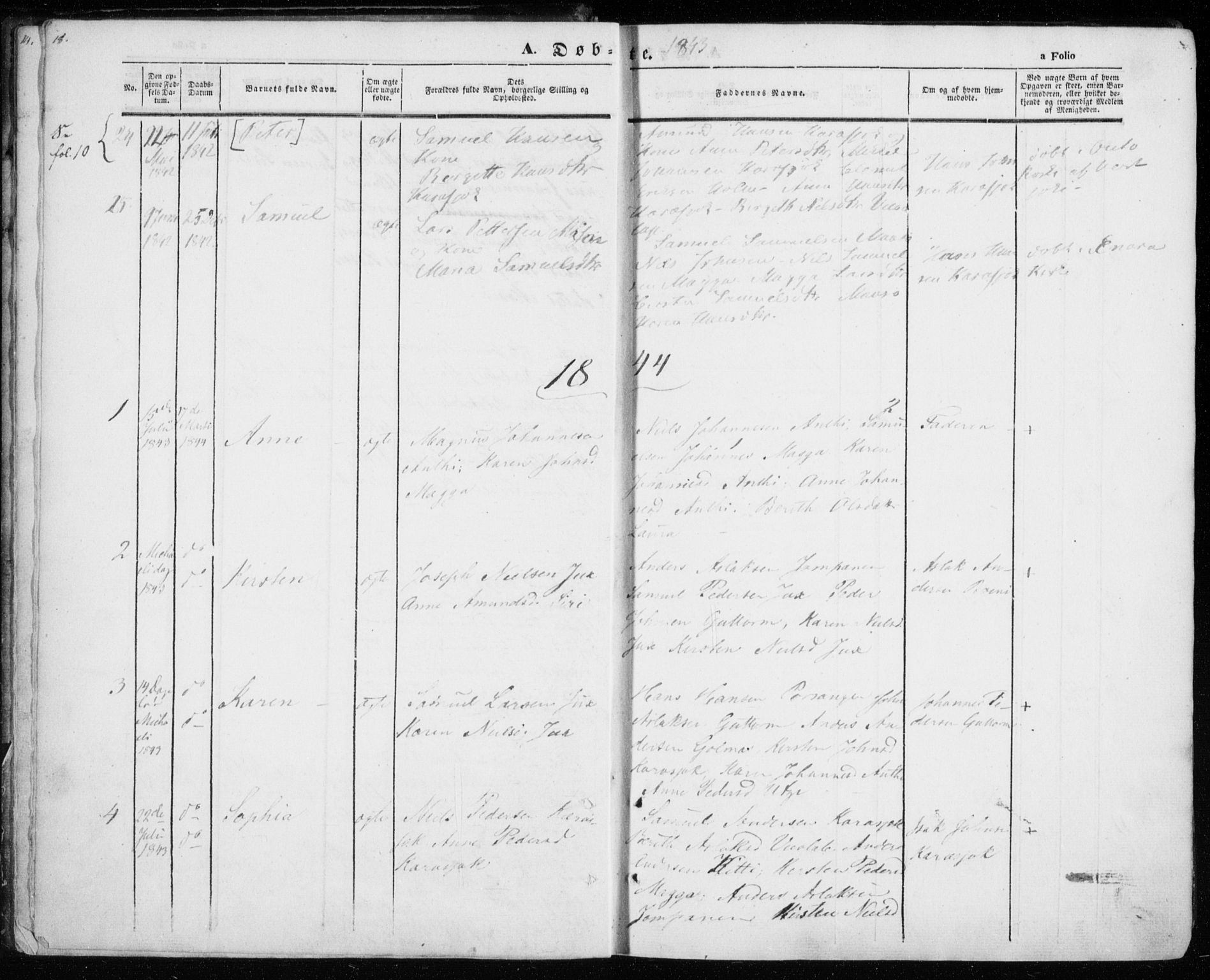 Kistrand/Porsanger sokneprestembete, SATØ/S-1351/H/Ha/L0012.kirke: Parish register (official) no. 12, 1843-1871, p. 18-19