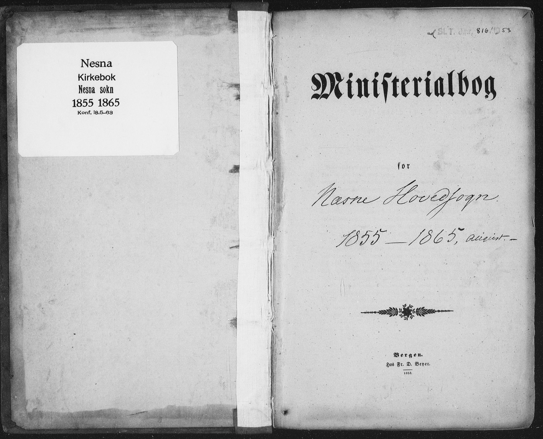 Ministerialprotokoller, klokkerbøker og fødselsregistre - Nordland, SAT/A-1459/838/L0550: Parish register (official) no. 838A08, 1855-1865, p. 1