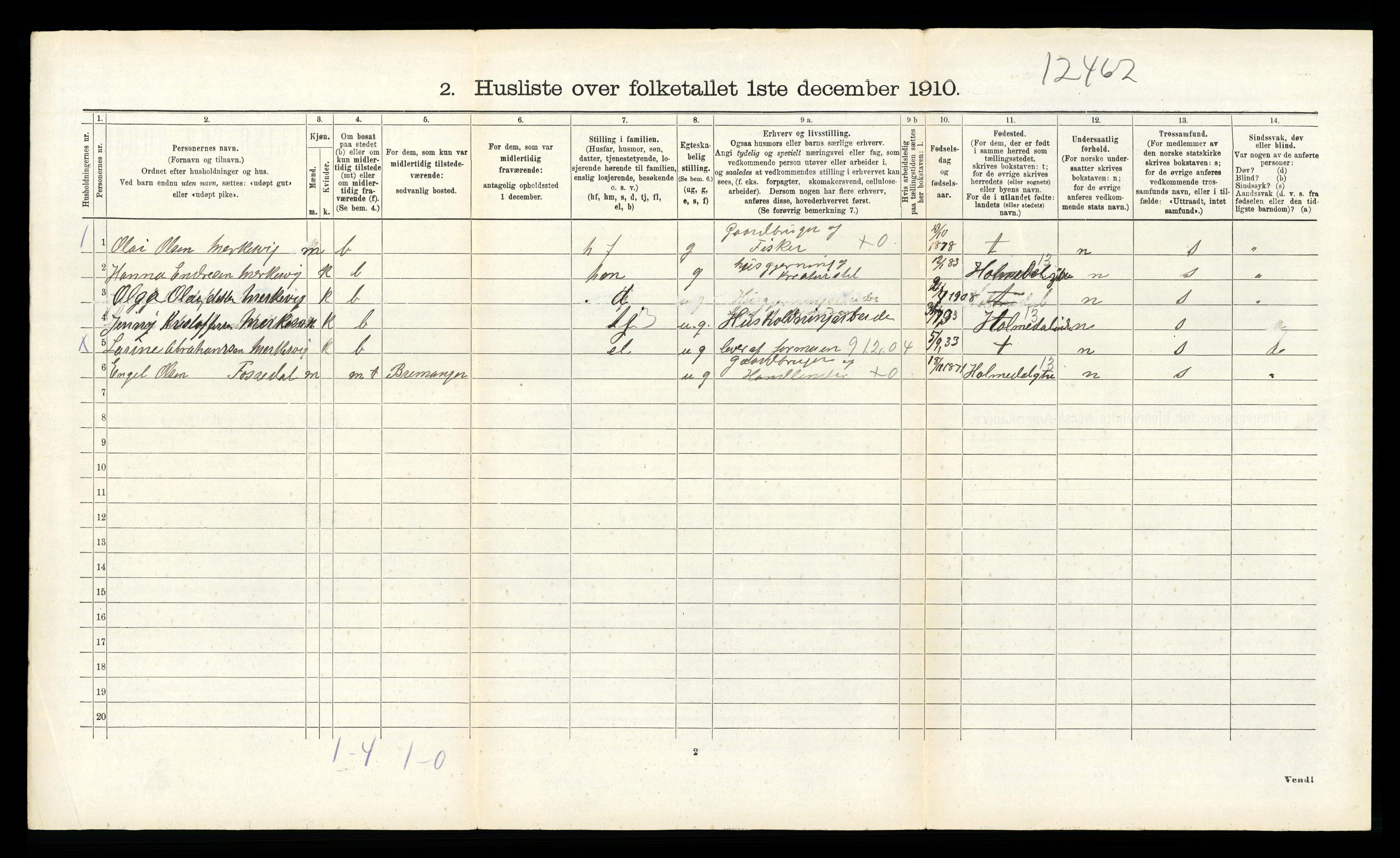 RA, 1910 census for Kinn, 1910, p. 1397