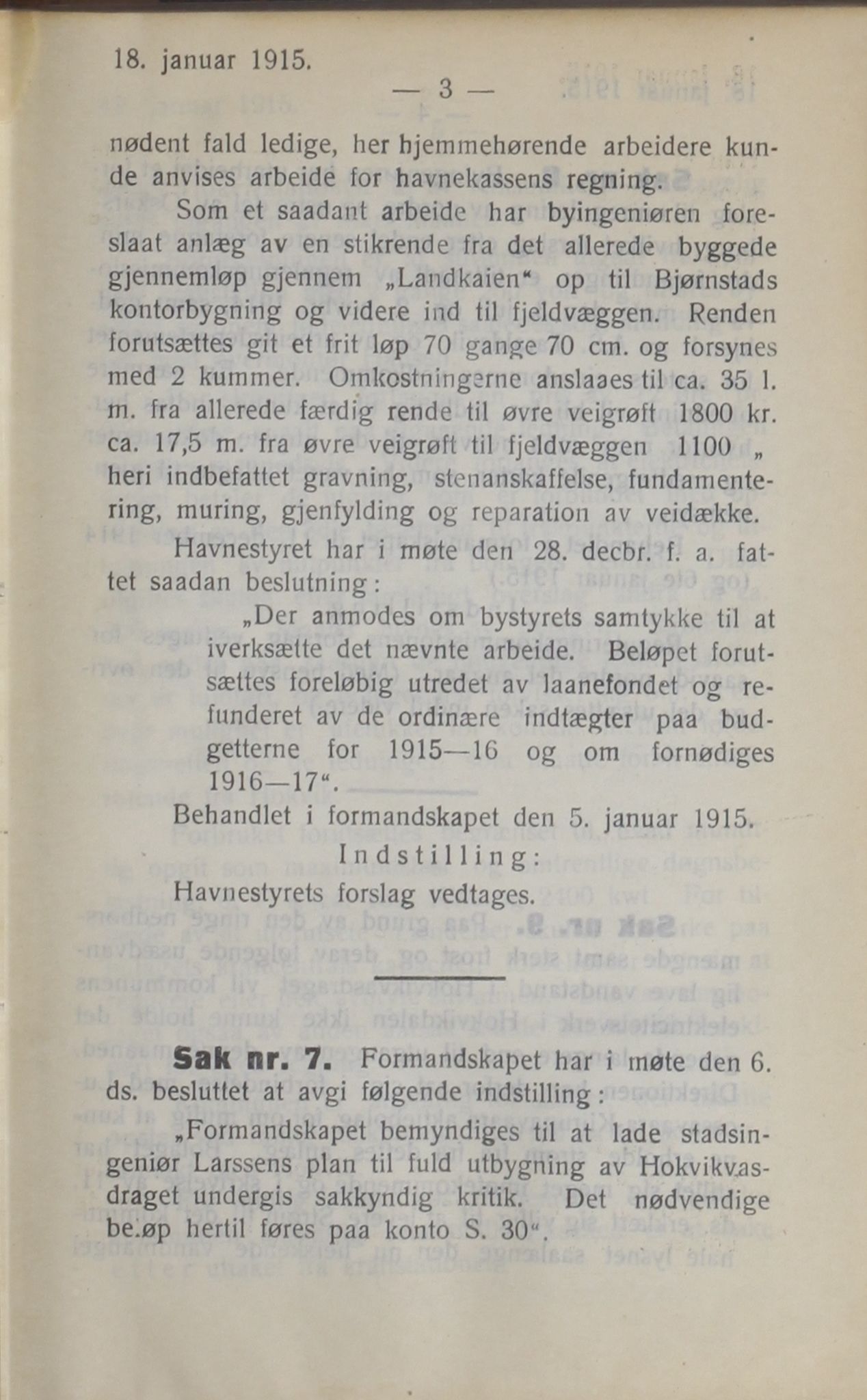 Narvik kommune. Formannskap , AIN/K-18050.150/A/Ab/L0005: Møtebok, 1915