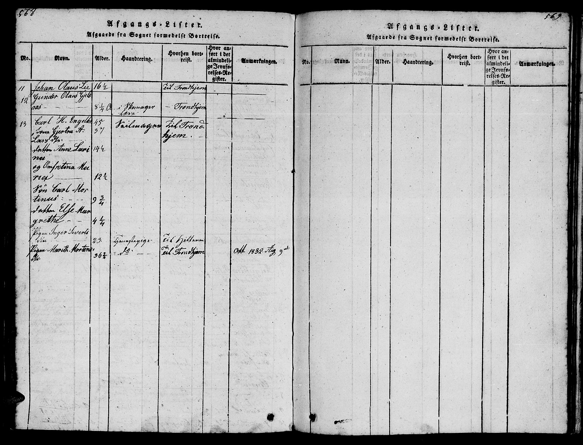 Ministerialprotokoller, klokkerbøker og fødselsregistre - Møre og Romsdal, SAT/A-1454/572/L0856: Parish register (copy) no. 572C01, 1819-1832, p. 568-569