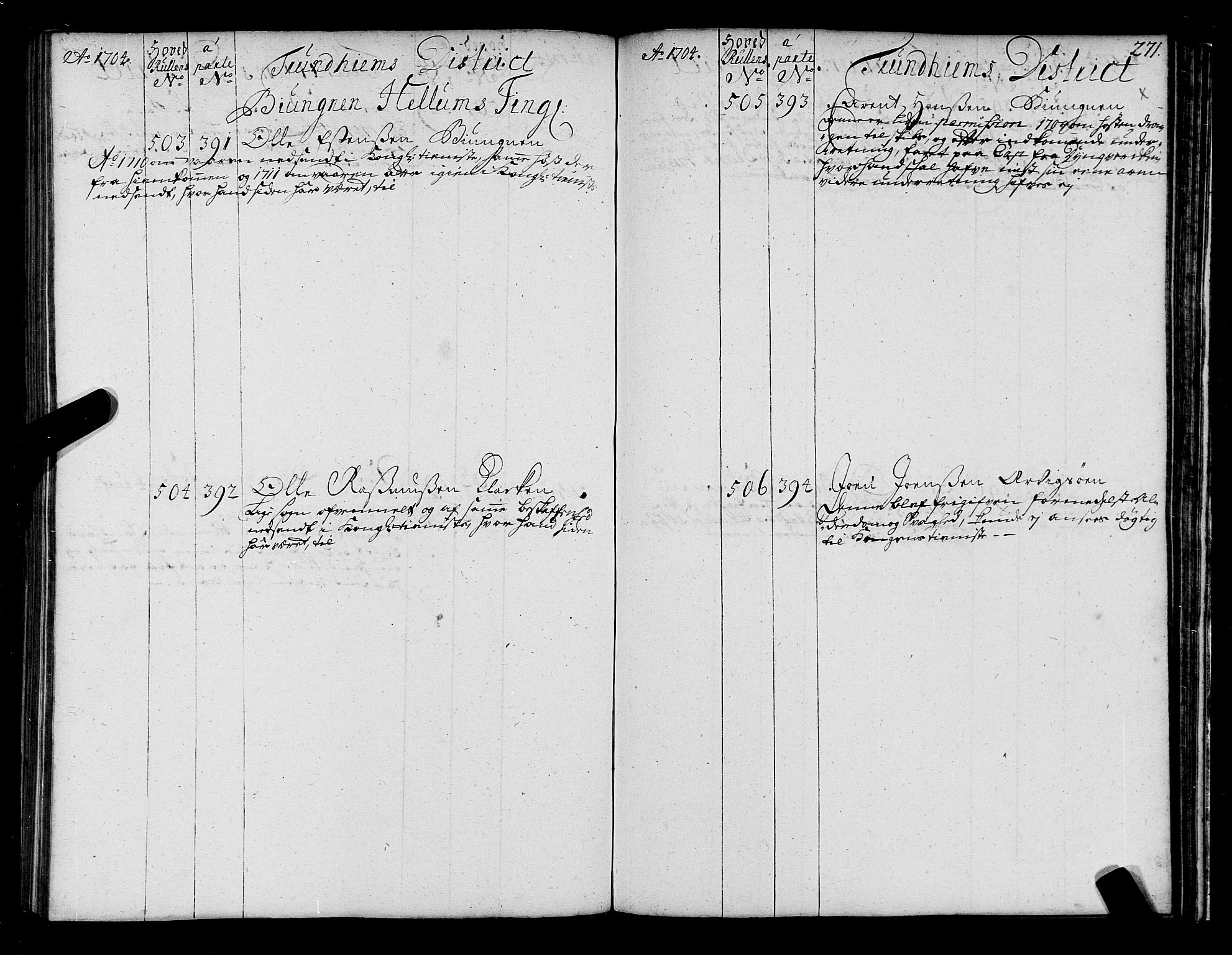 Sjøinnrulleringen - Trondhjemske distrikt, AV/SAT-A-5121/01/L0004: Ruller over sjøfolk i Trondhjem by, 1704-1710, p. 271