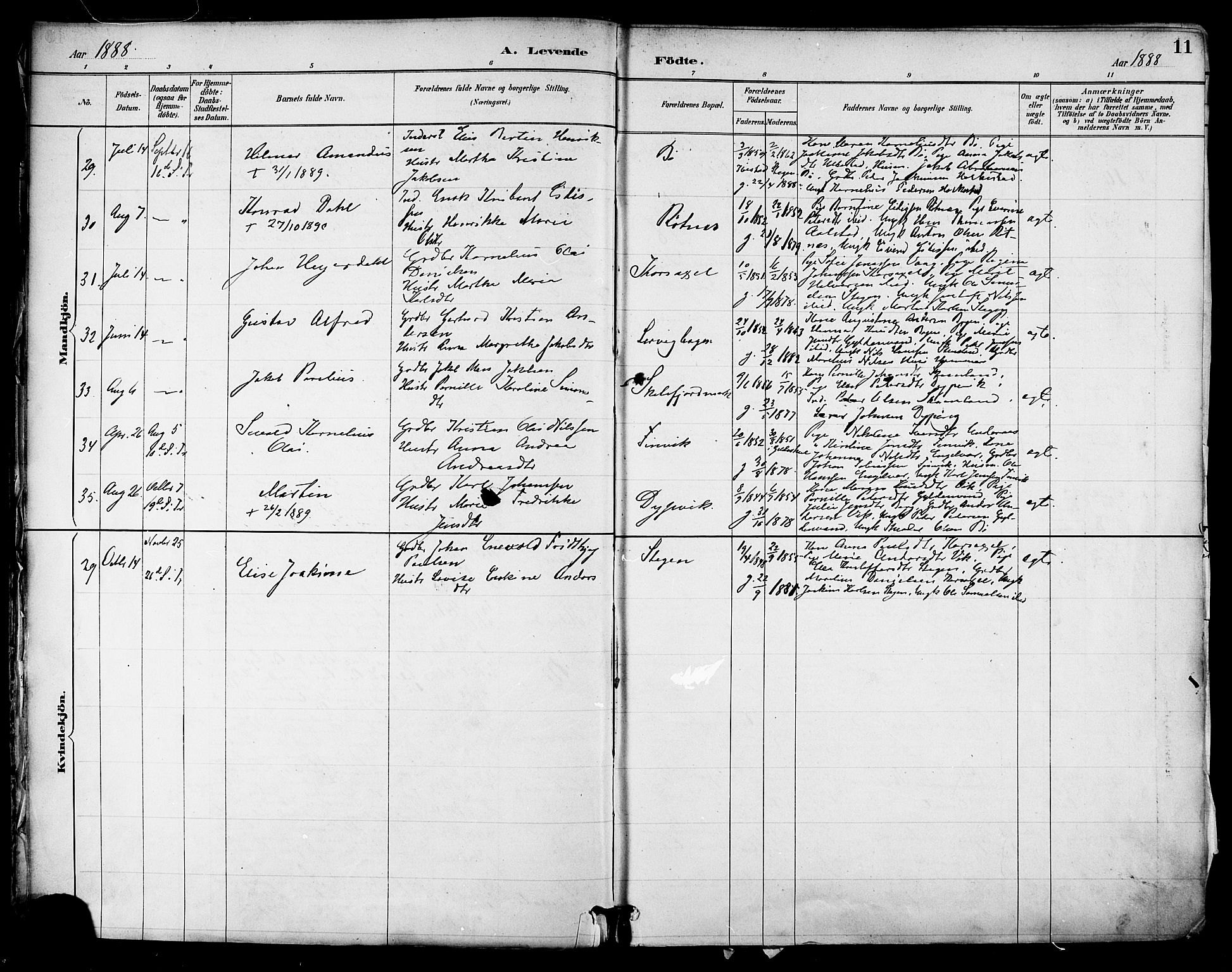 Ministerialprotokoller, klokkerbøker og fødselsregistre - Nordland, AV/SAT-A-1459/855/L0803: Parish register (official) no. 855A11, 1887-1905, p. 11