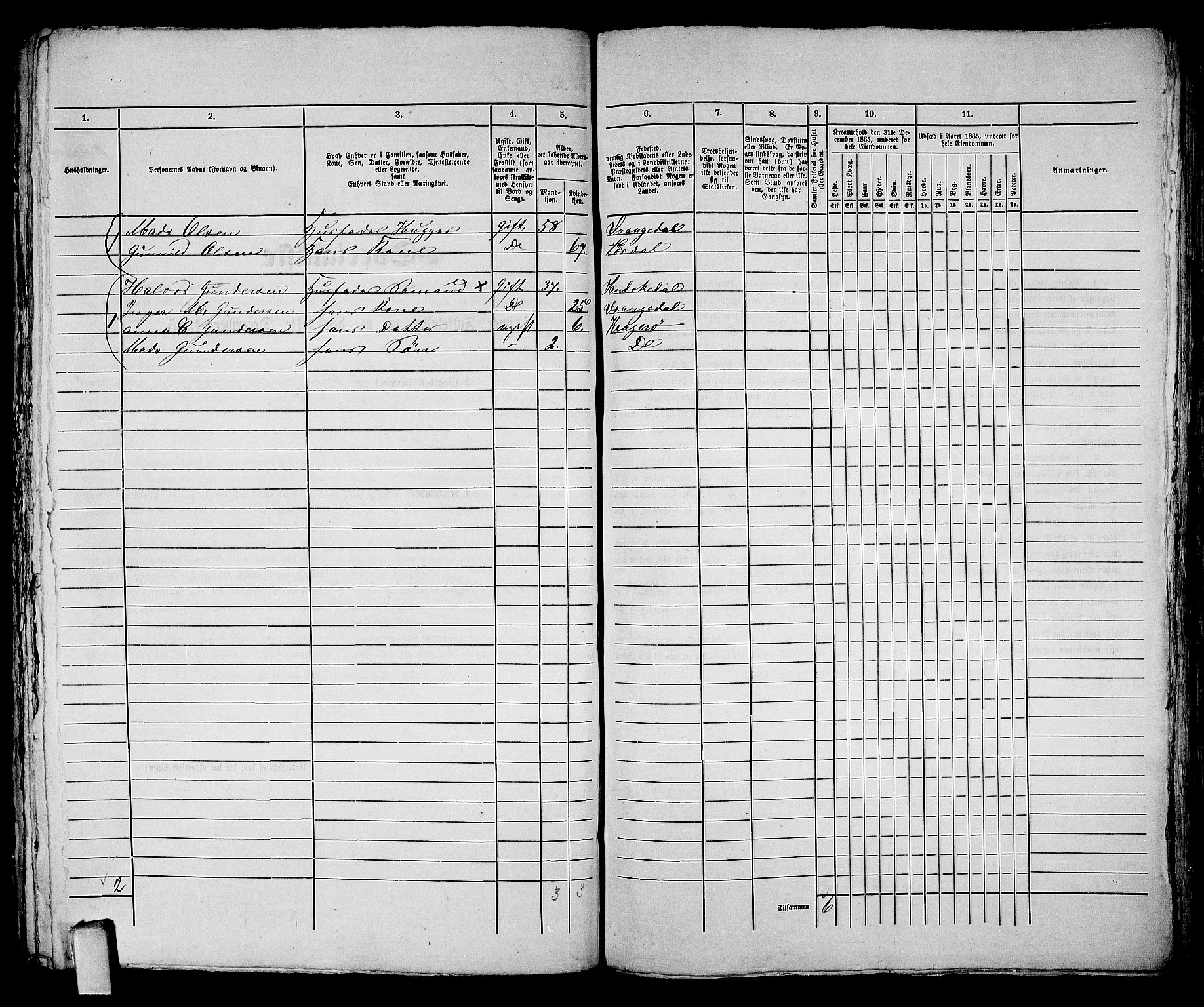 RA, 1865 census for Kragerø/Kragerø, 1865, p. 503