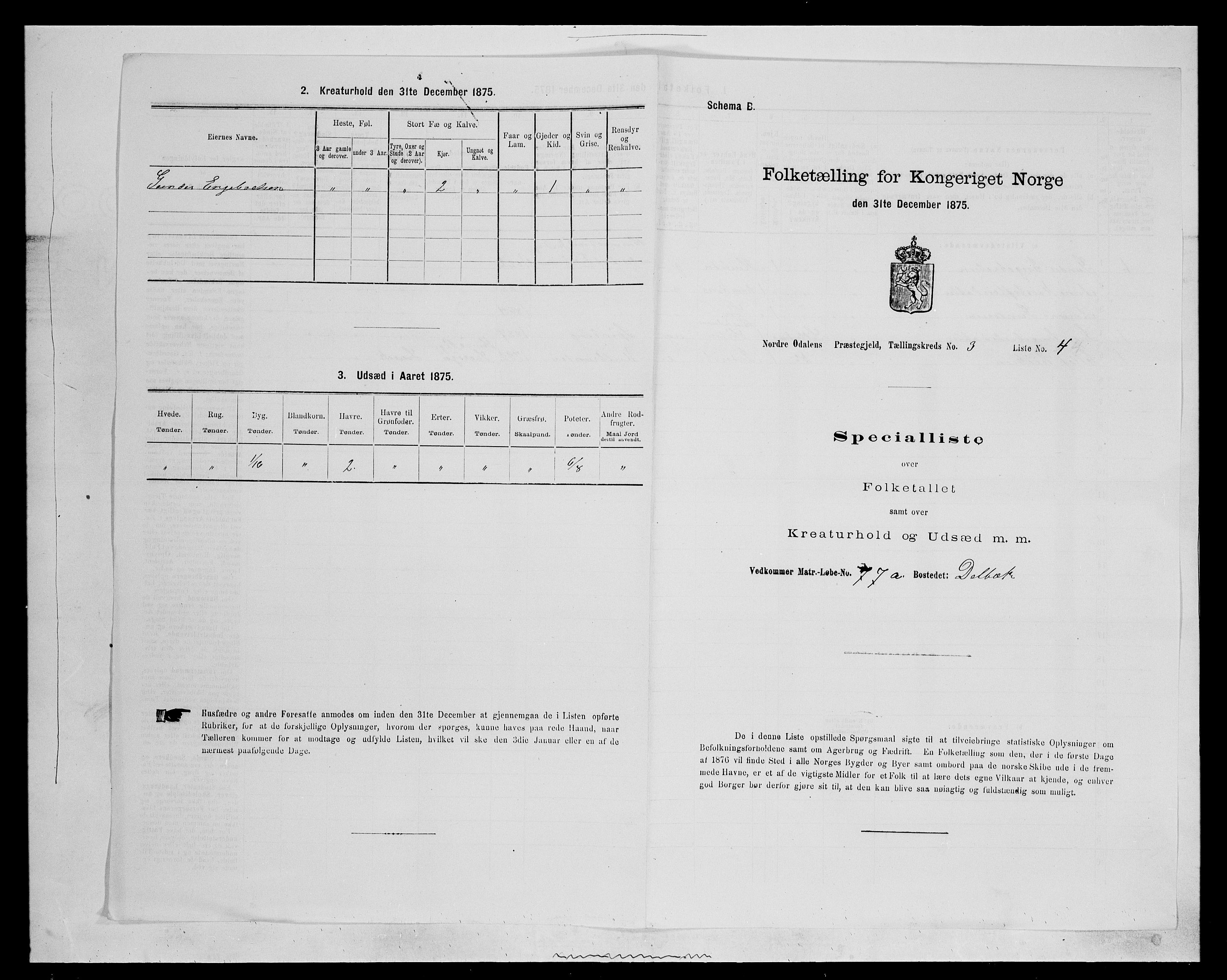 SAH, 1875 census for 0418P Nord-Odal, 1875, p. 377