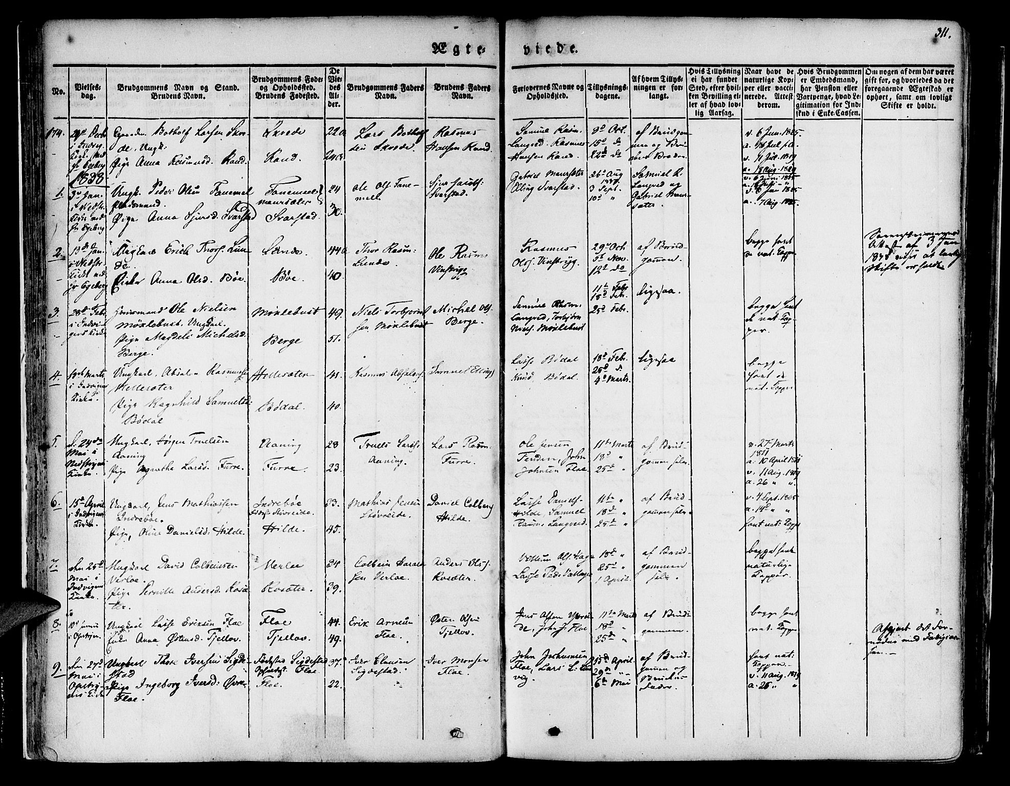 Innvik sokneprestembete, AV/SAB-A-80501: Parish register (official) no. A 4II, 1832-1846, p. 311