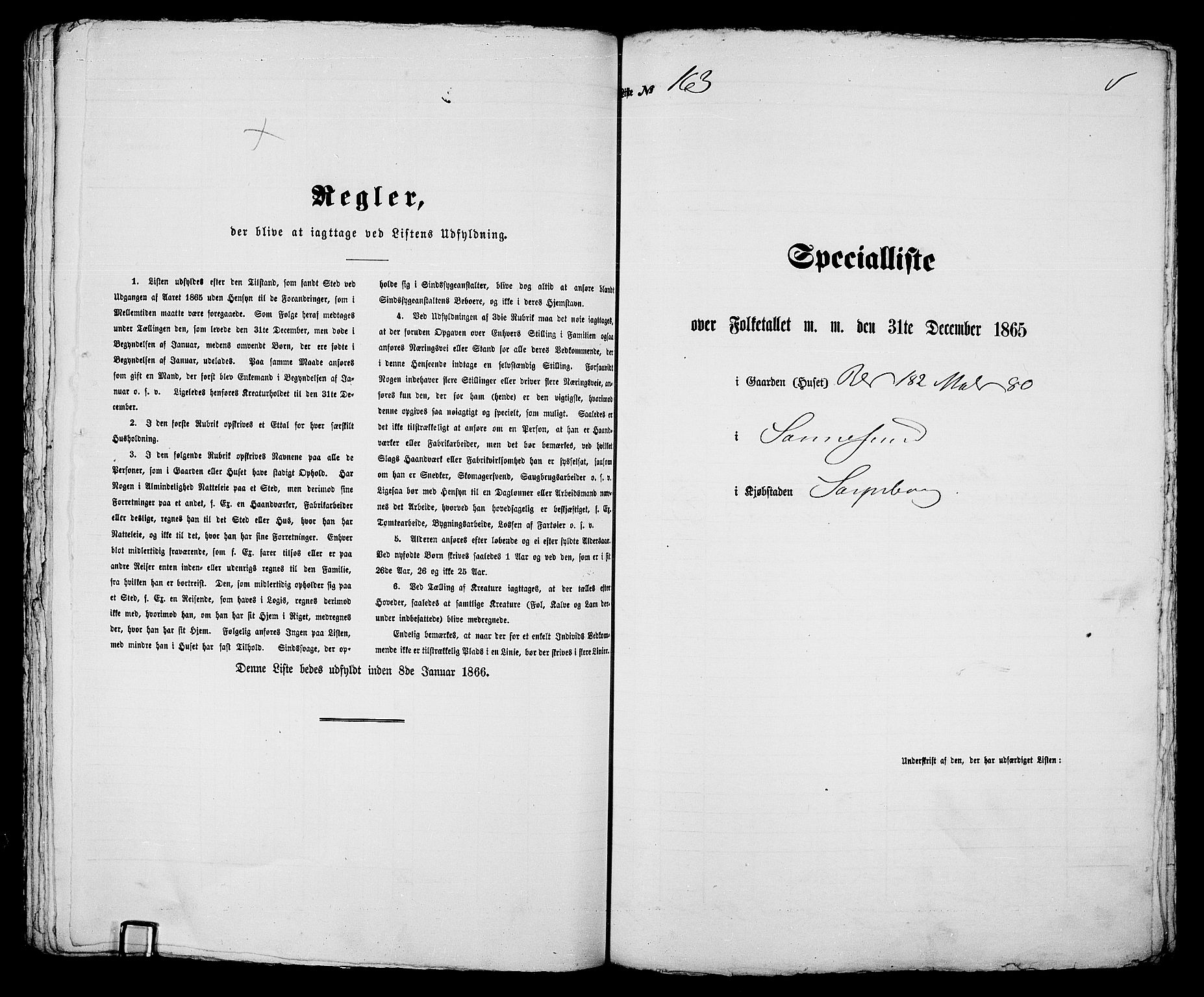 RA, 1865 census for Sarpsborg, 1865, p. 333