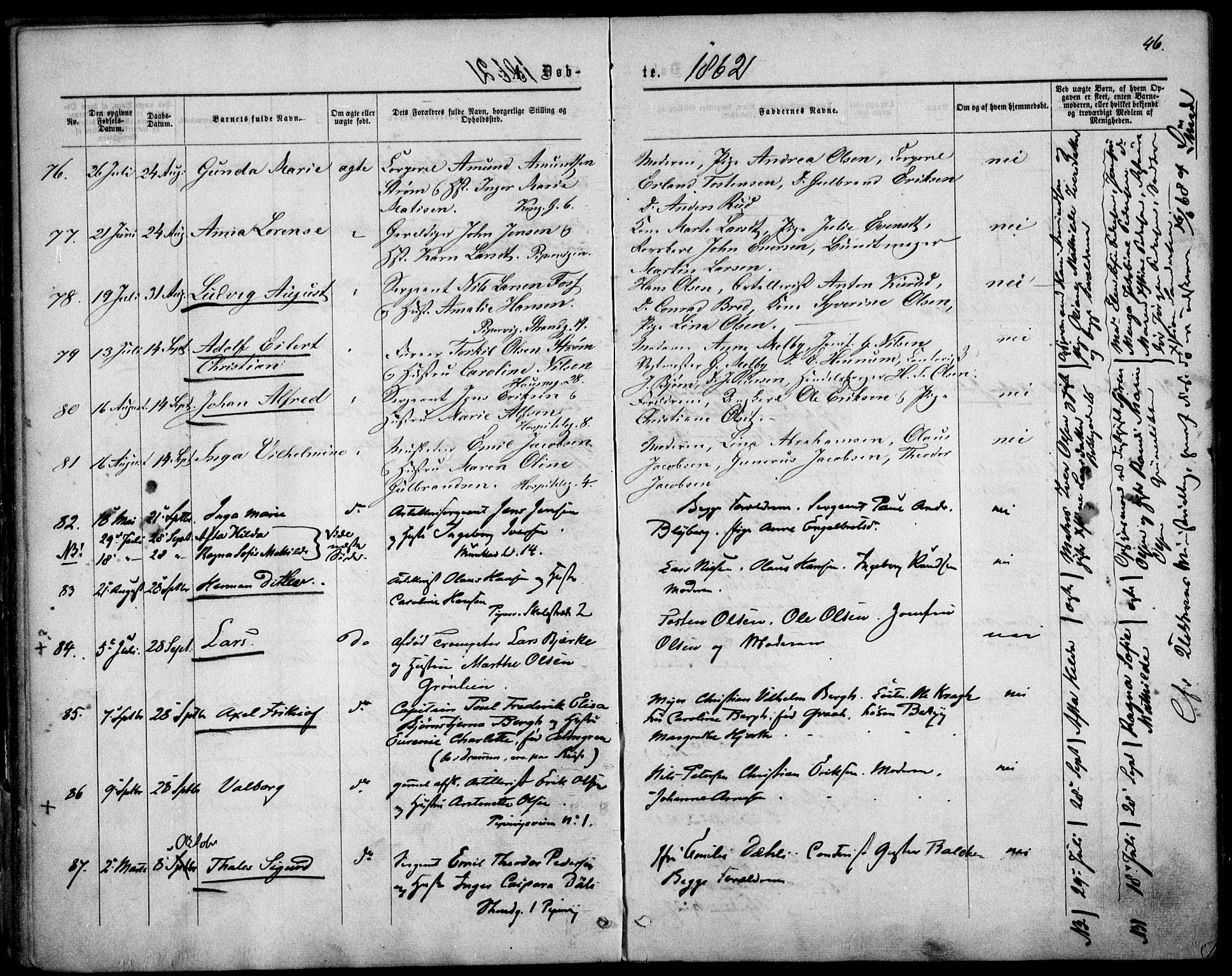 Garnisonsmenigheten Kirkebøker, AV/SAO-A-10846/F/Fa/L0010: Parish register (official) no. 10, 1859-1869, p. 46