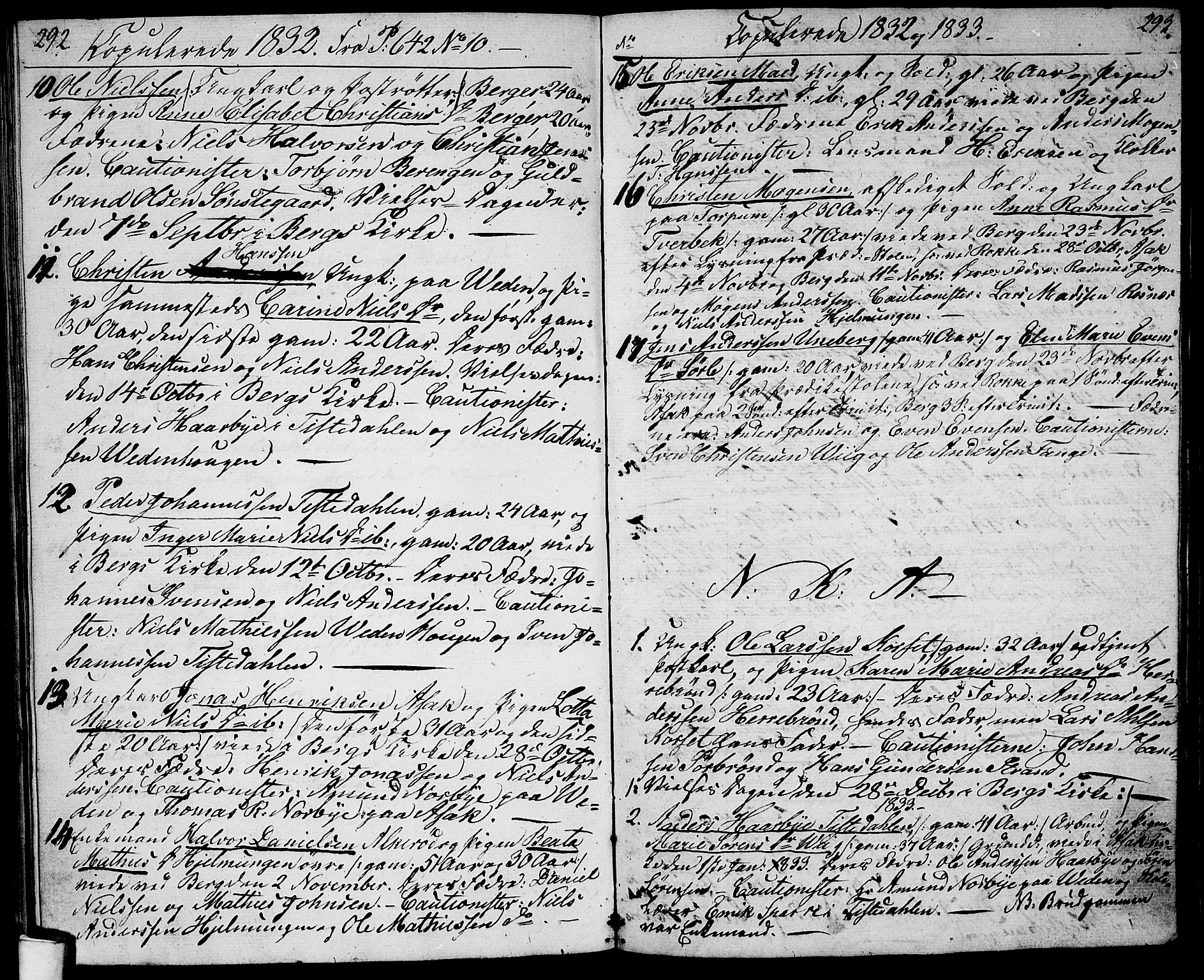 Berg prestekontor Kirkebøker, AV/SAO-A-10902/G/Ga/L0002: Parish register (copy) no. I 2, 1832-1844, p. 292-293