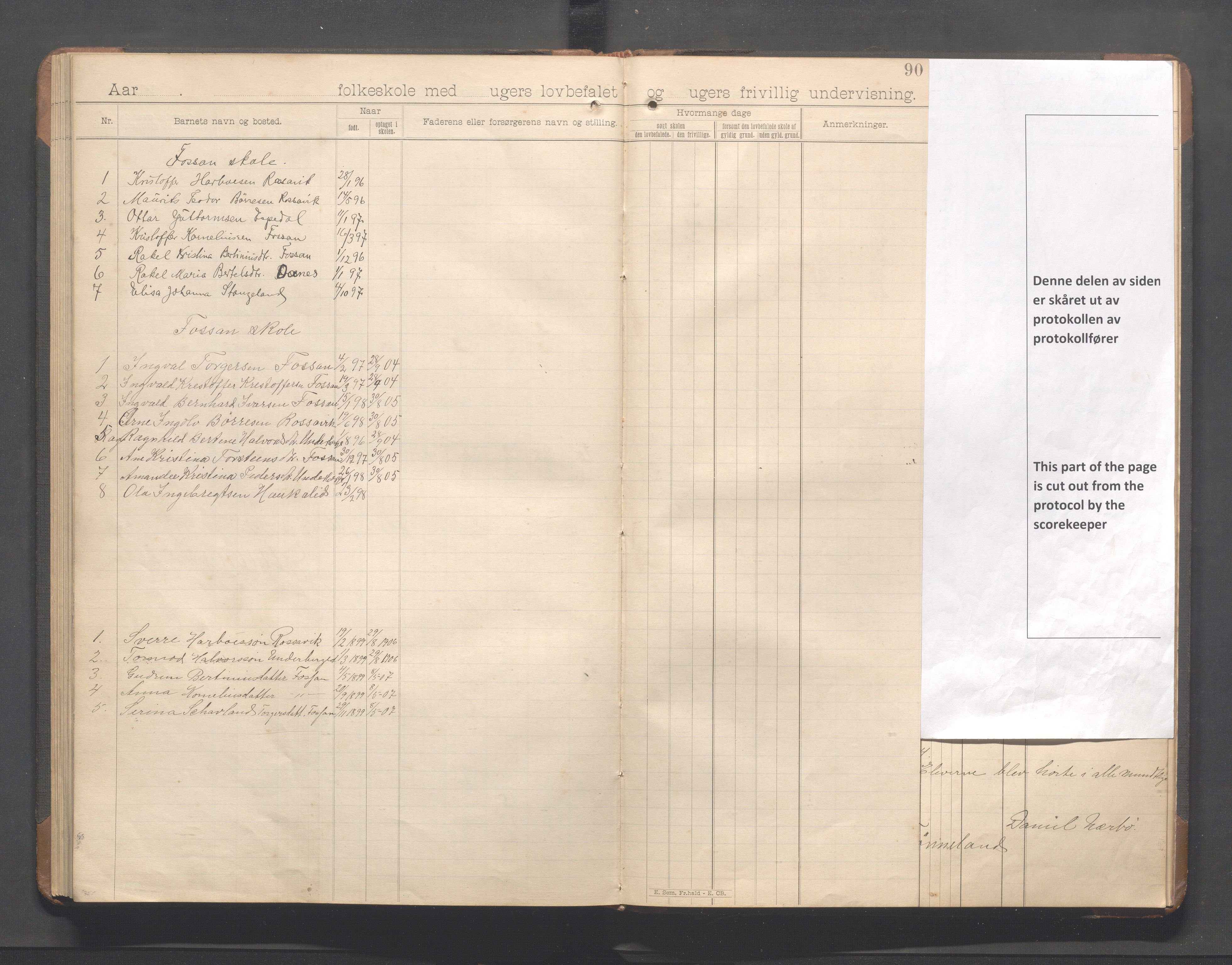 Forsand kommune - Forsand skole, IKAR/K-101611/H/L0001: Skoleprotokoll - folkeskolen, 1894-1917, p. 90