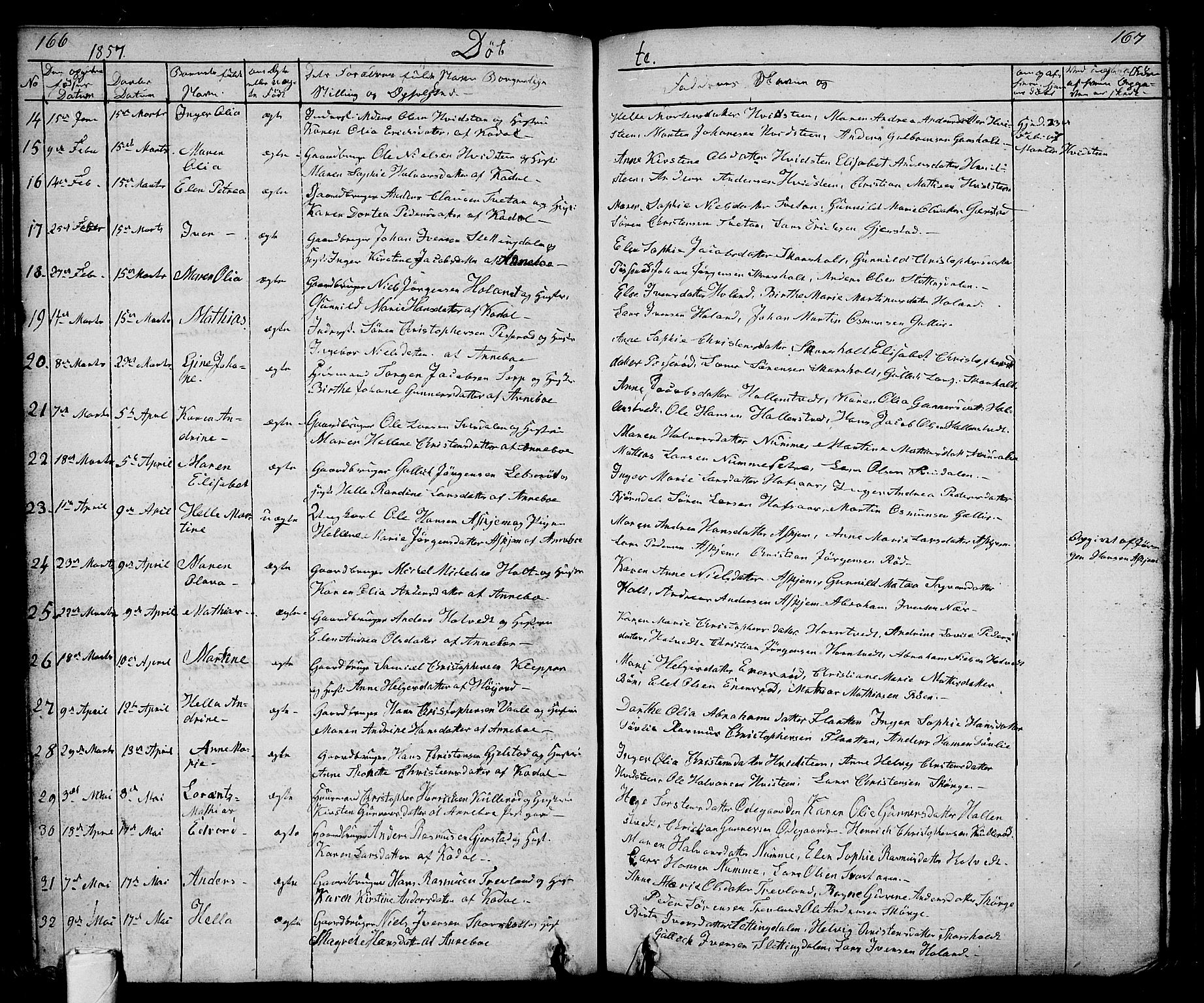 Andebu kirkebøker, SAKO/A-336/G/Ga/L0003: Parish register (copy) no. I 3, 1832-1867, p. 166-167